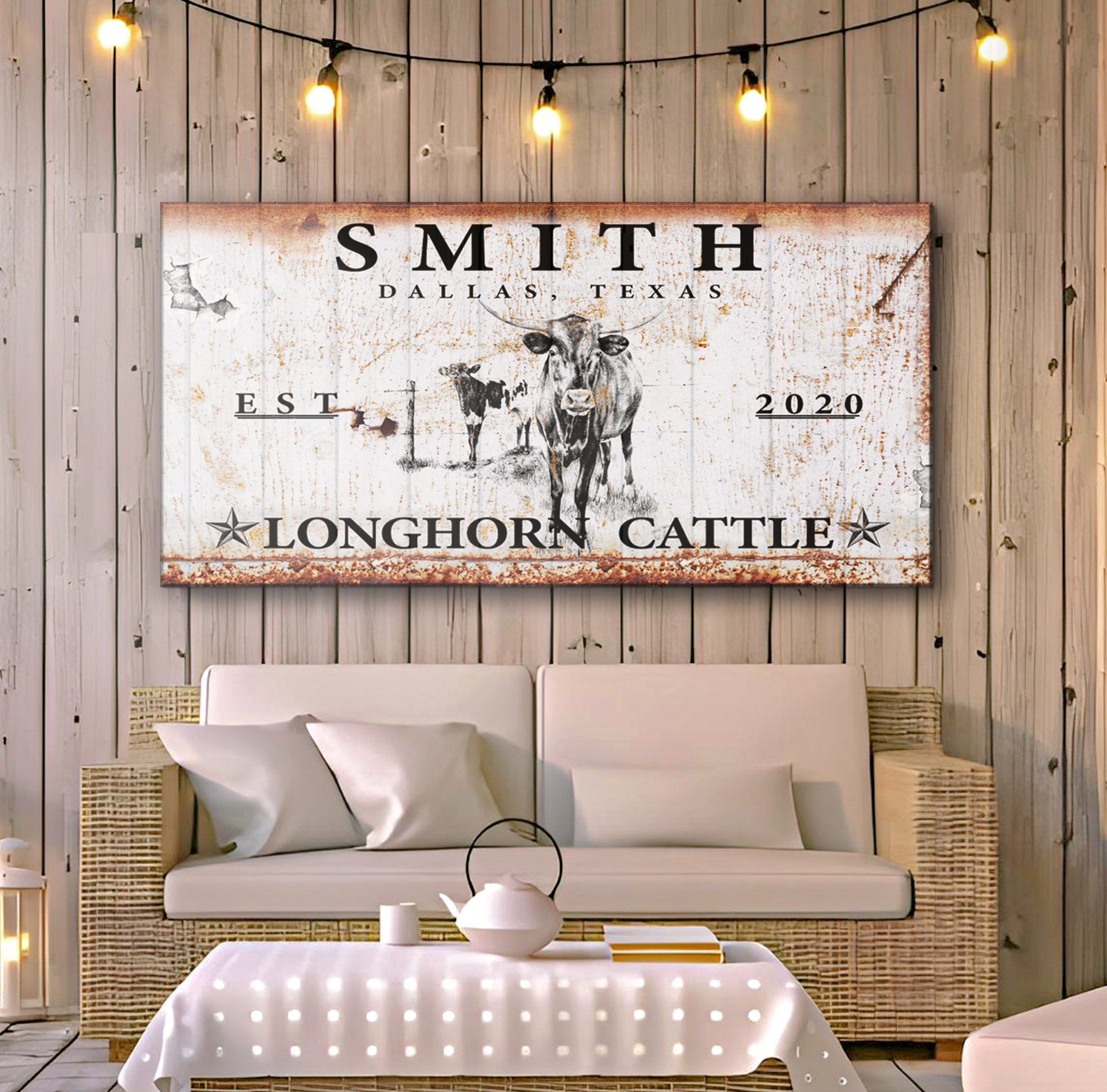 Longhorn Rustic Cattle Sign II on sale at MyriadMart