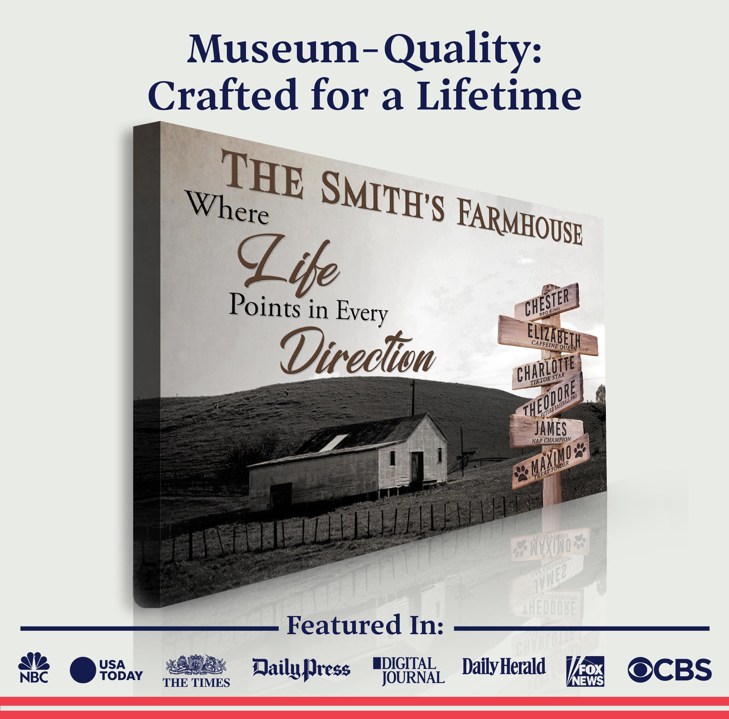 Where Life Points In Every Direction Family Farmhouse Names Sign on sale at MyriadMart