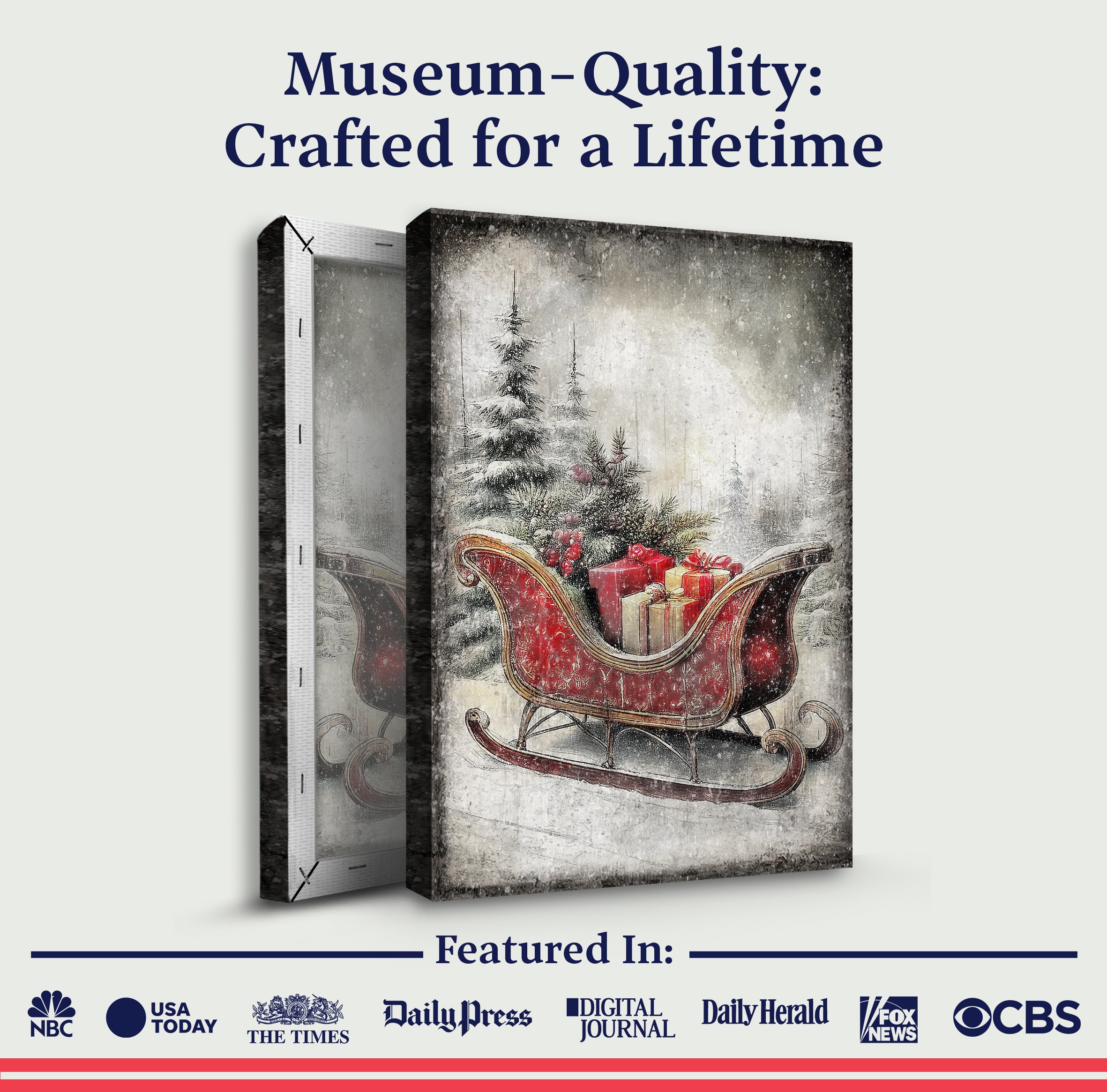 Vintage Christmas Sleigh Sled Wall Art VI on sale at MyriadMart