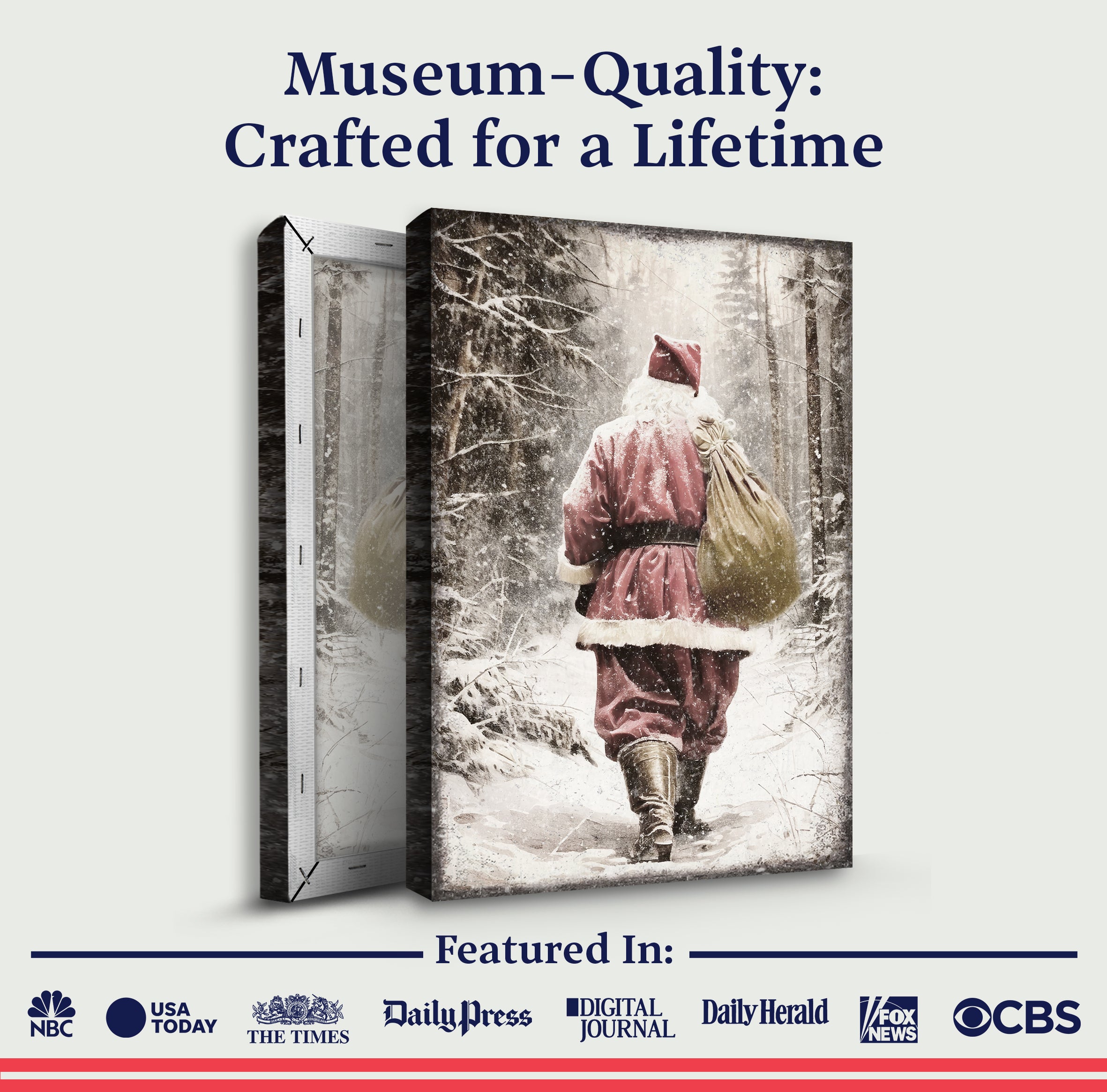 Vintage Santa Claus in Winter Forest Christmas Wall Art III on sale at MyriadMart