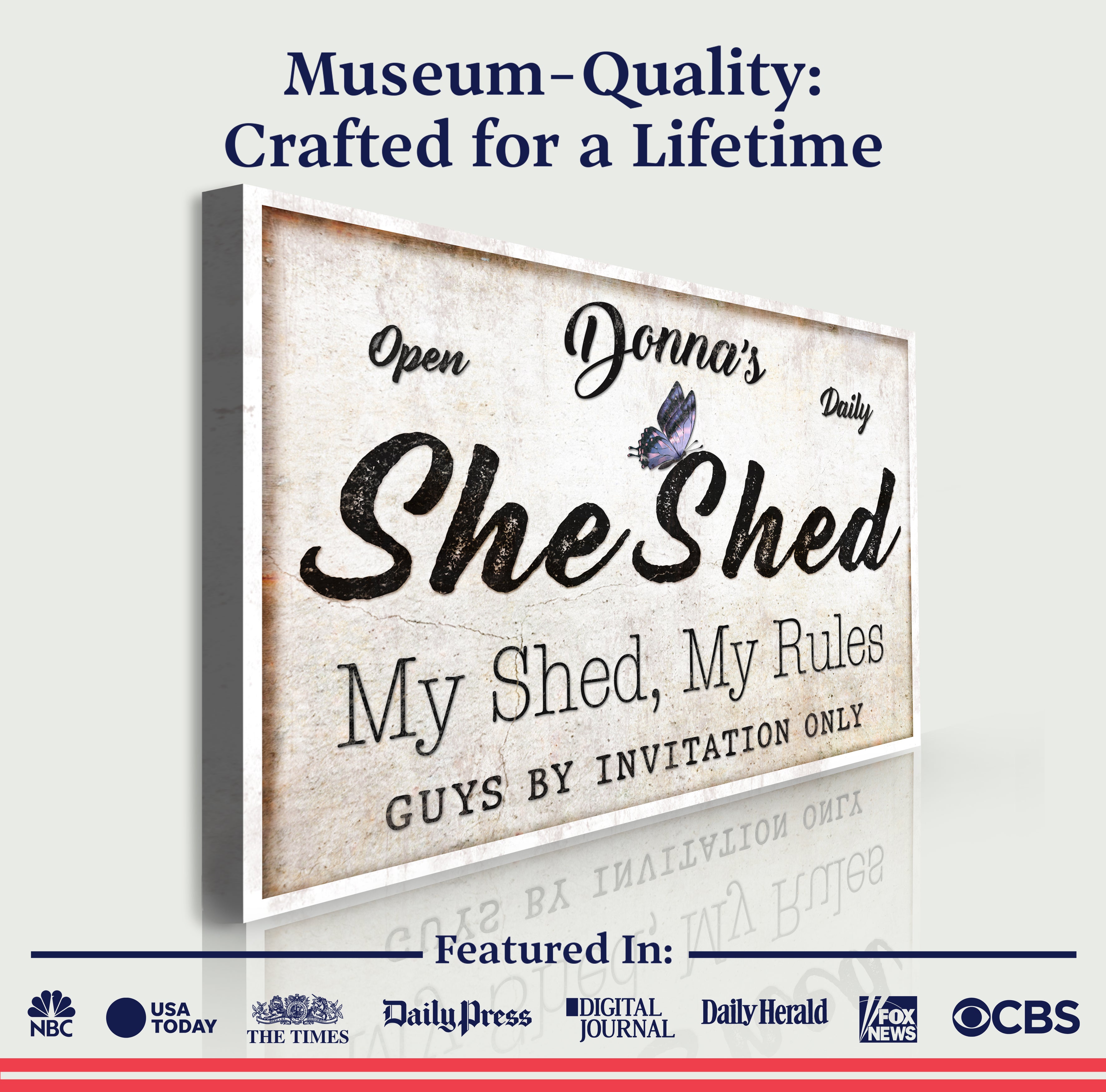 Personalized She Shed Sign XIX on sale at MyriadMart