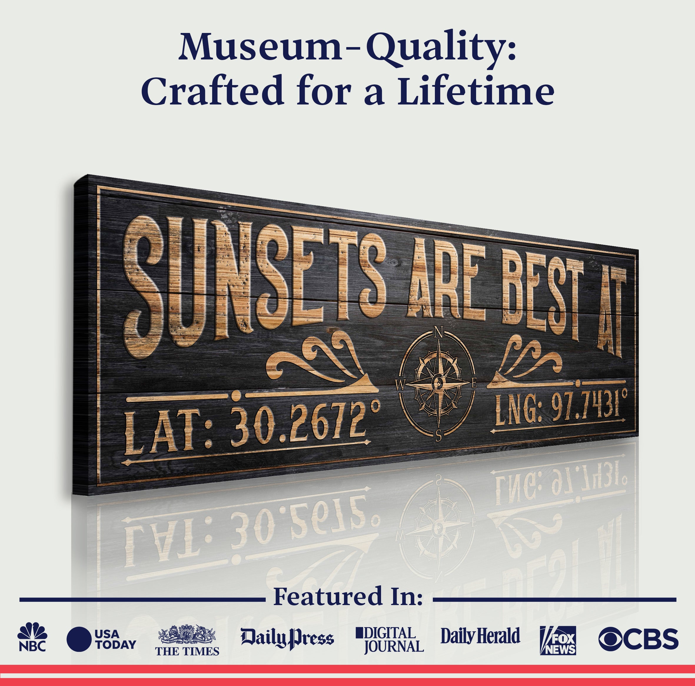 Sunsets Are Best At Coordinates Sign II on sale at MyriadMart