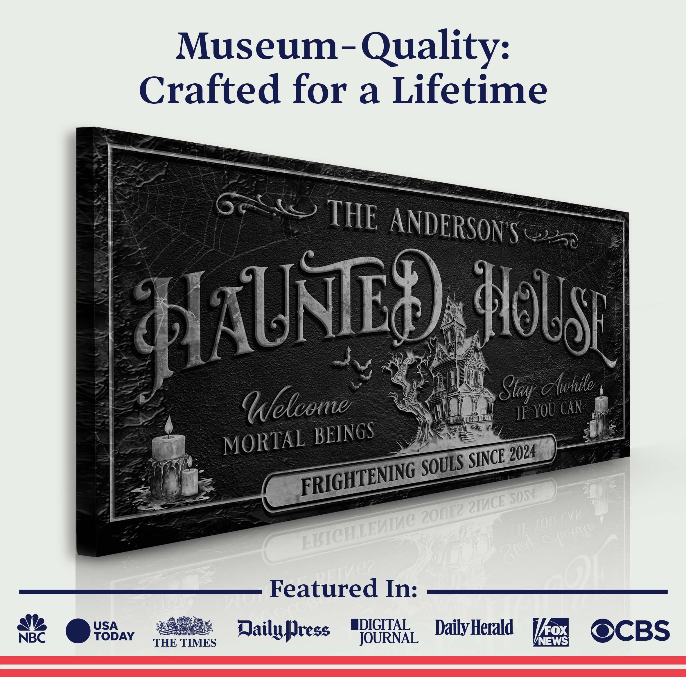 Personalized Haunted House Sign on sale at MyriadMart