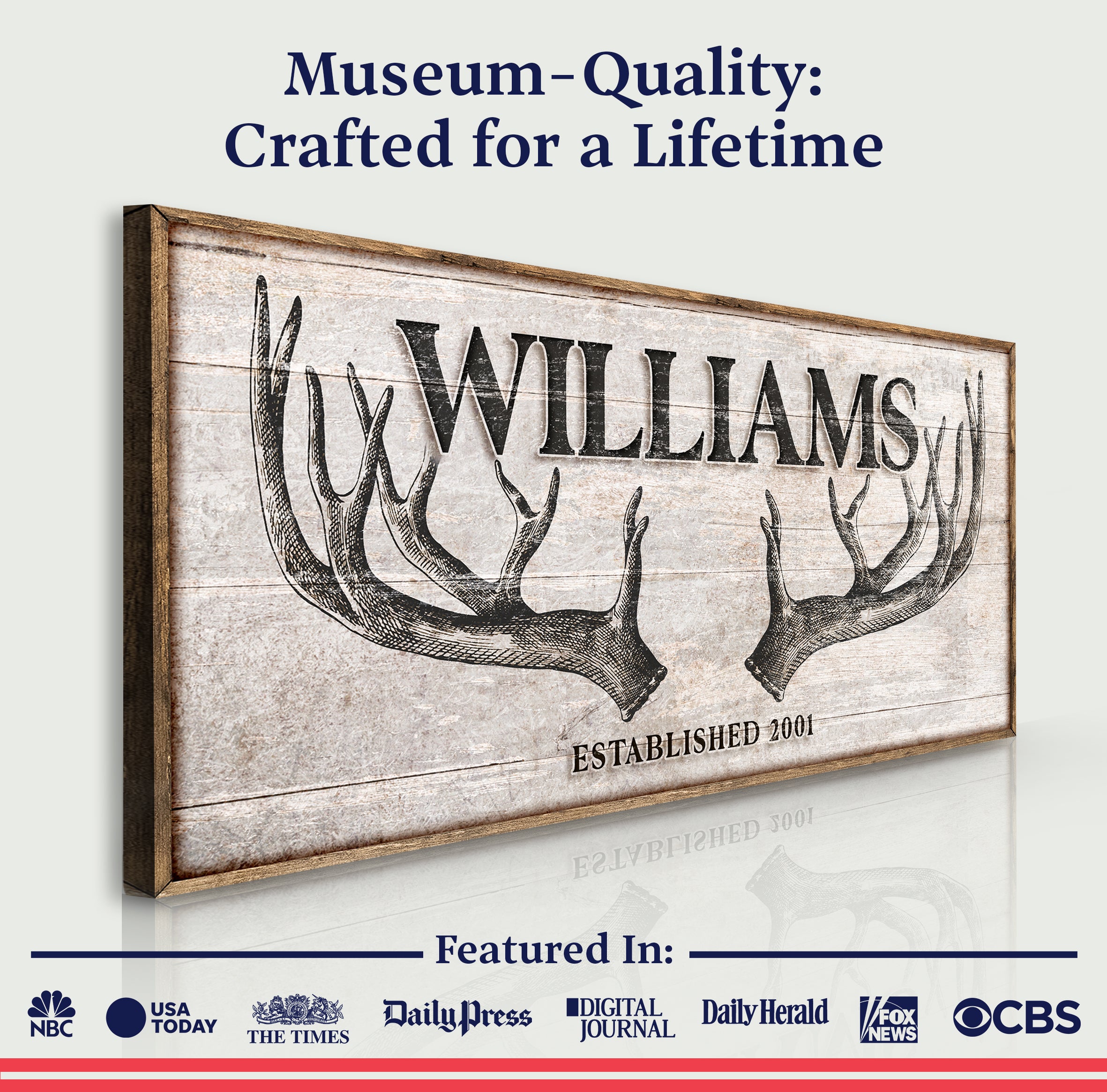 Personalized Family Antler Sign IV on sale at MyriadMart