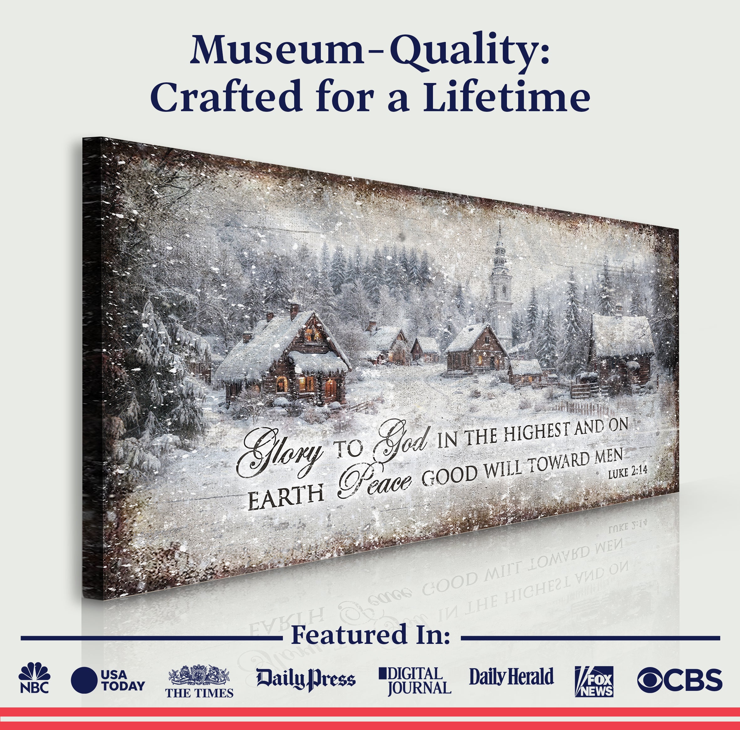 Vintage Christmas Village Luke 2:14 Scripture Sign on sale at MyriadMart