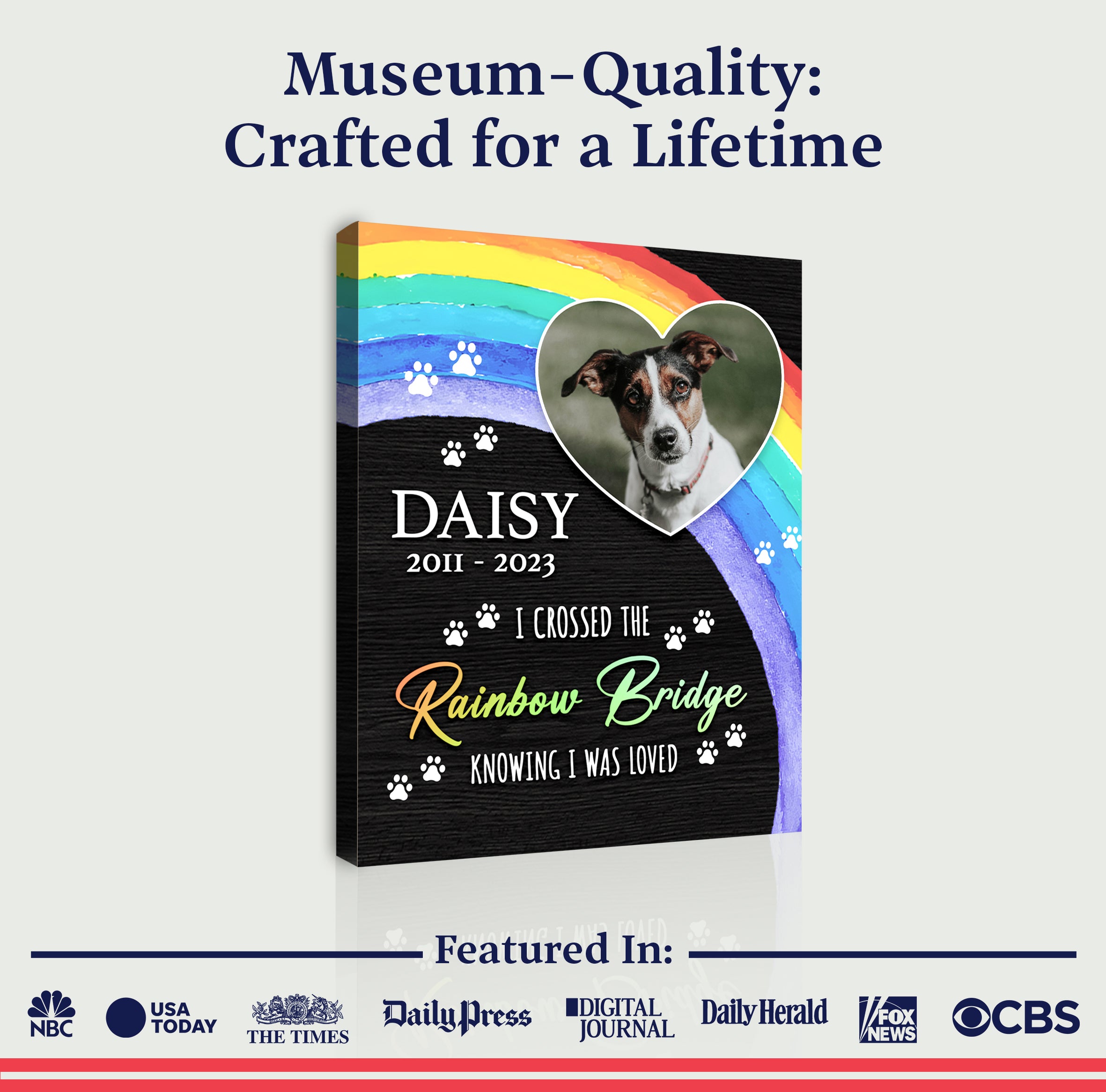 Pet Memorial Sign I Crossed The Rainbow Bridge on sale at MyriadMart