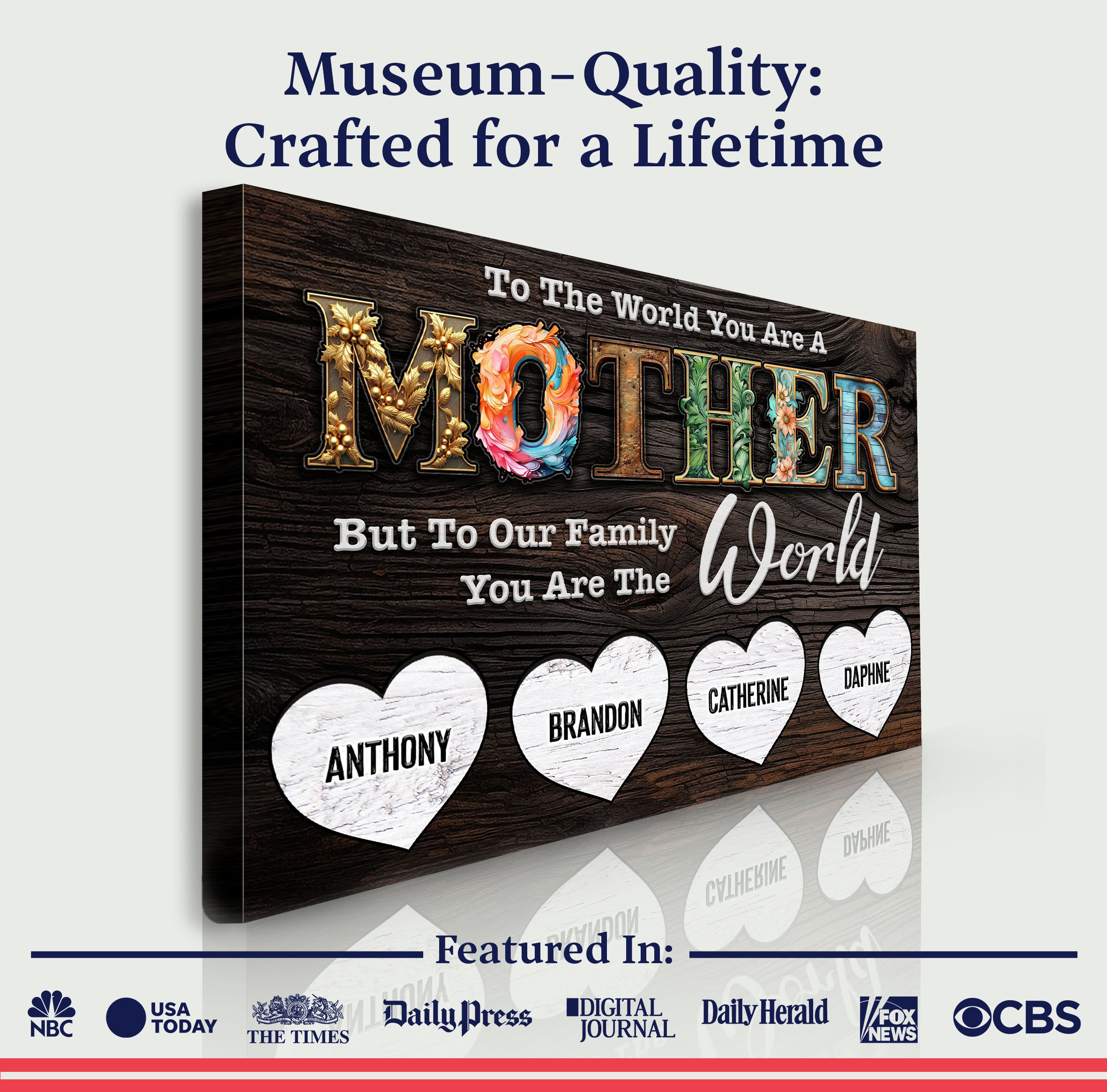 Mother's Day Sign To Our Family You Are The World on sale at MyriadMart