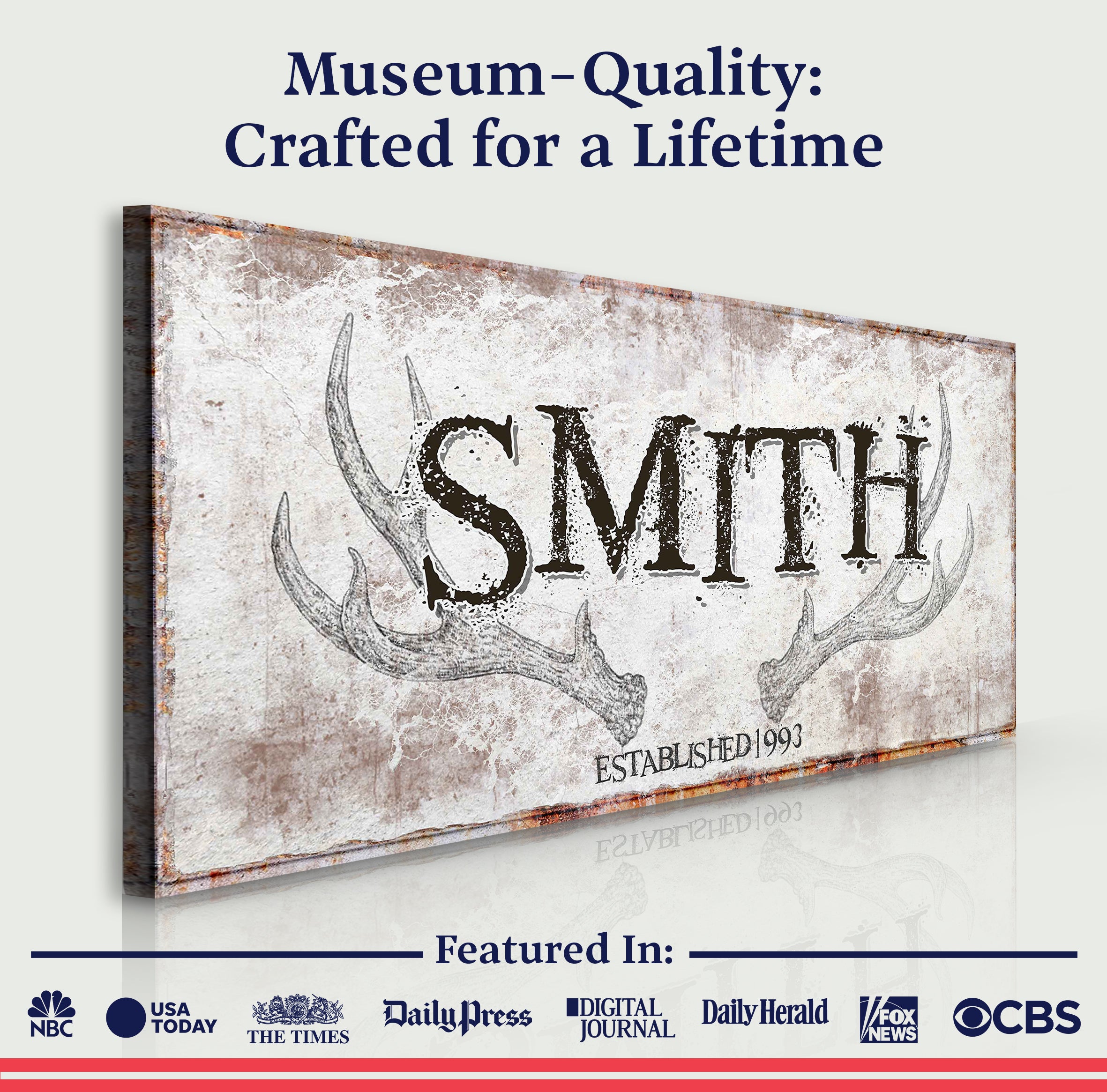 Rustic Family Antler Sign on sale at MyriadMart