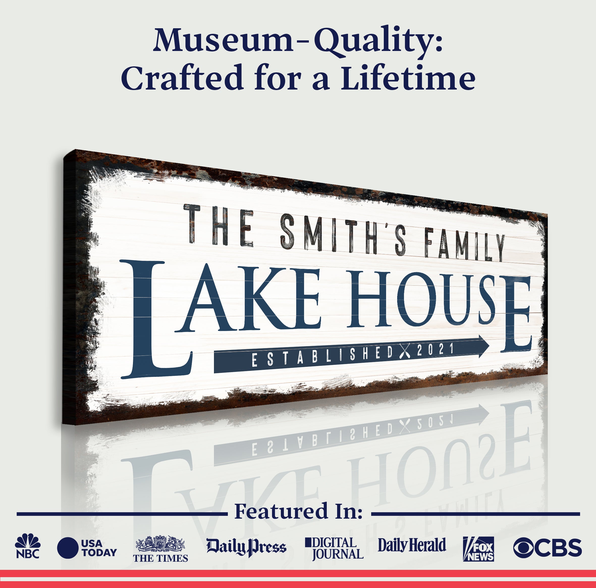 Family Lake House Arrow Sign on sale at MyriadMart