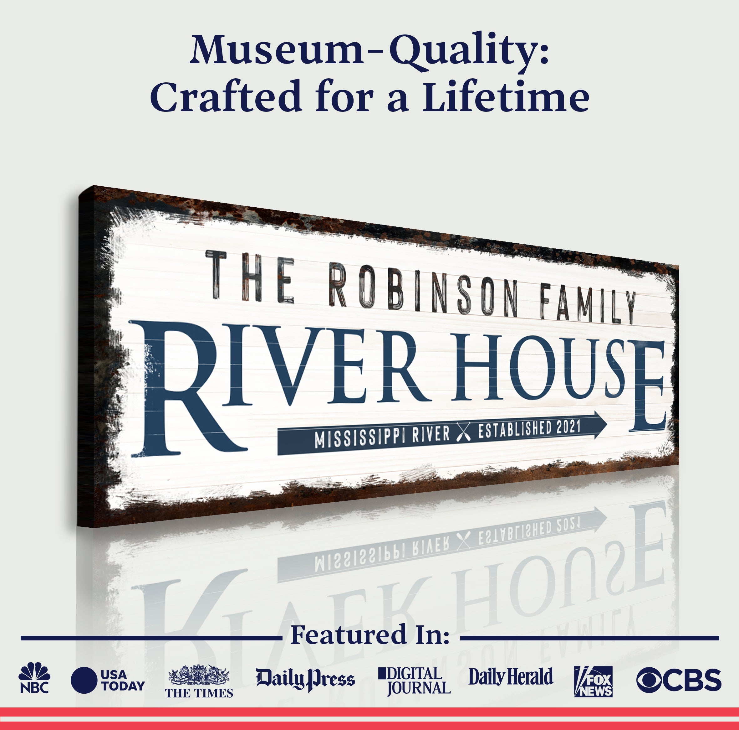 Family River House Arrow Sign on sale at MyriadMart