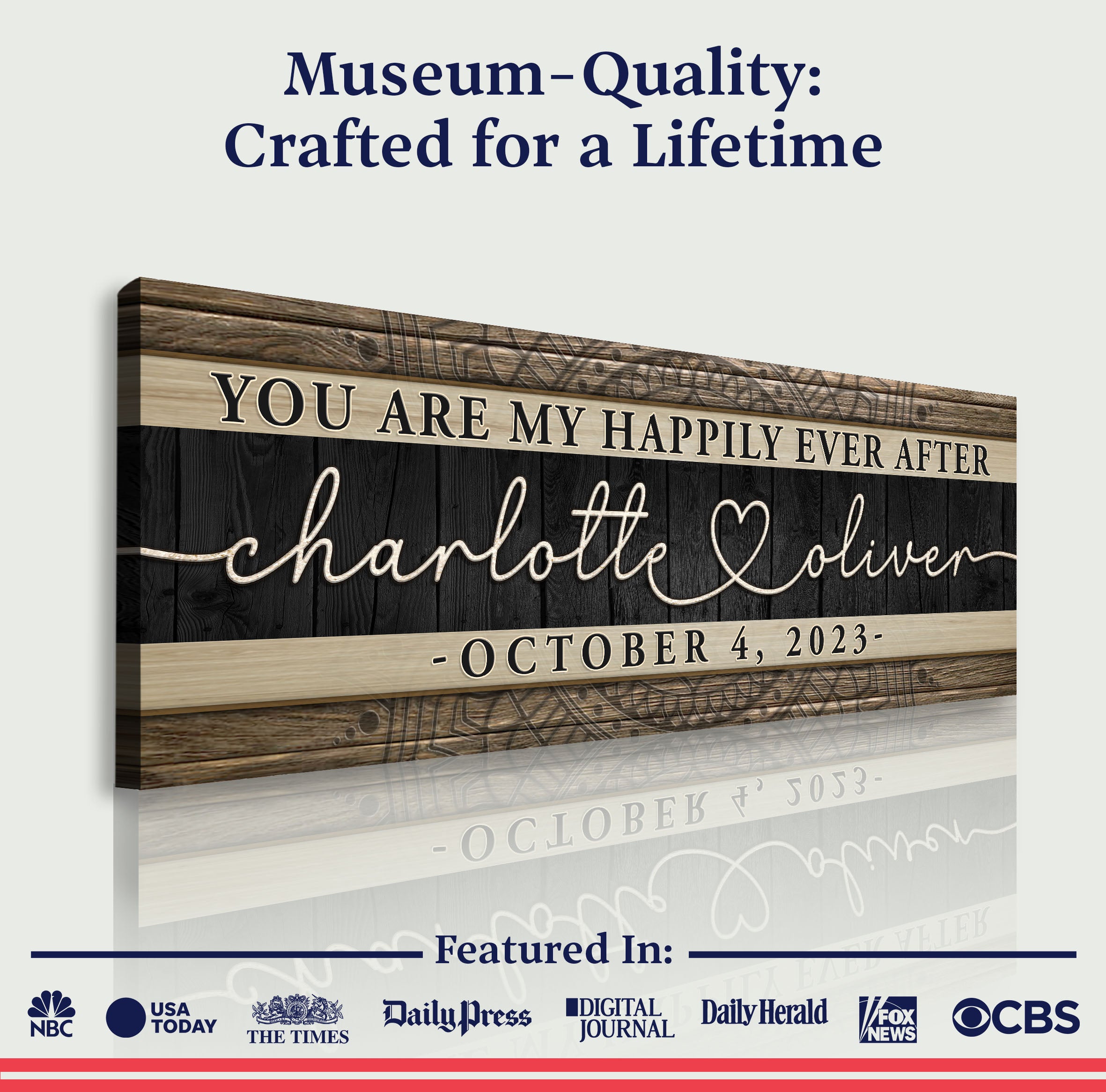 Personalized Happily Ever After Couple Sign V on sale at MyriadMart