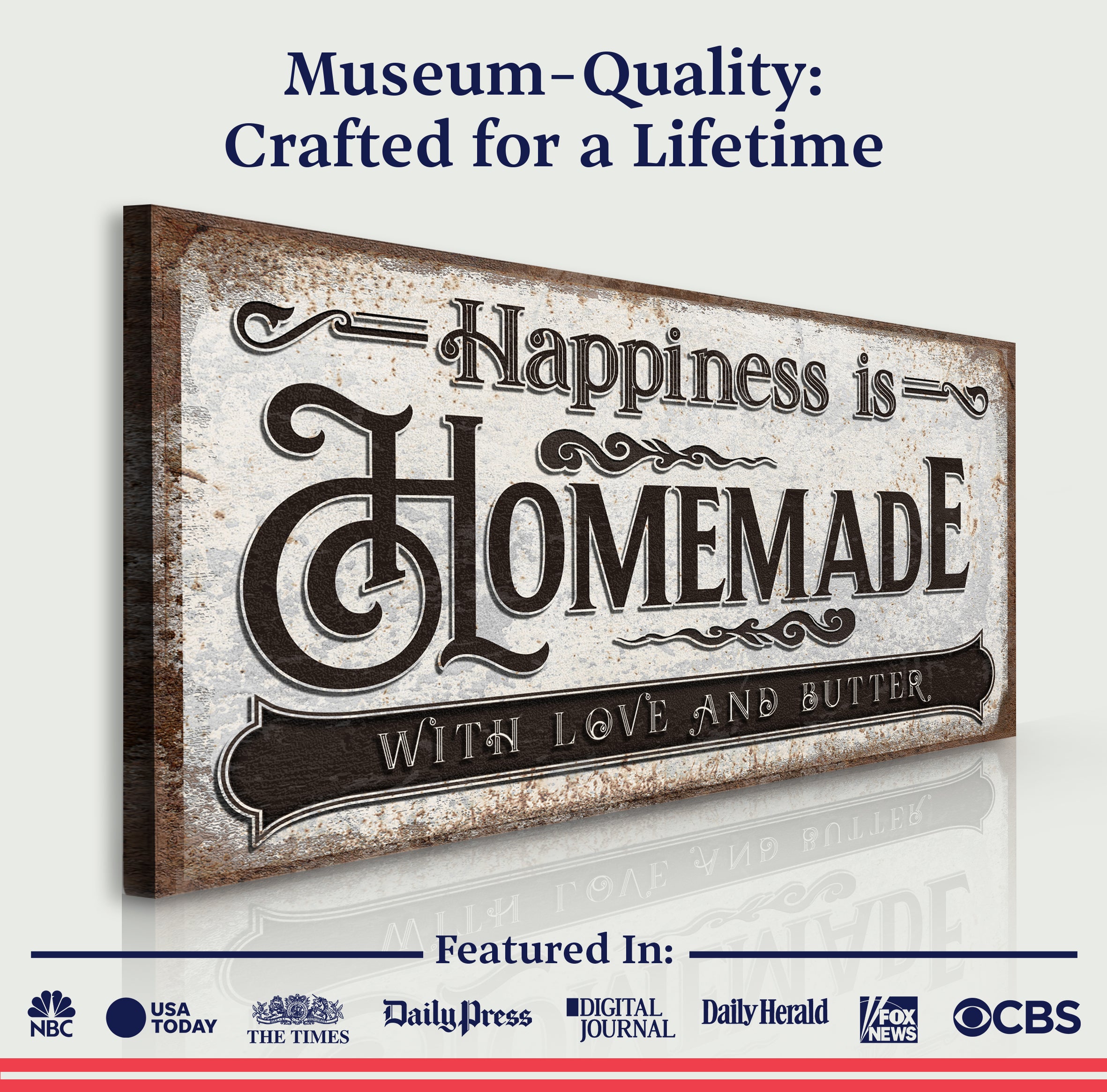 Happiness Is Homemade With Love And Butter Sign on sale at MyriadMart