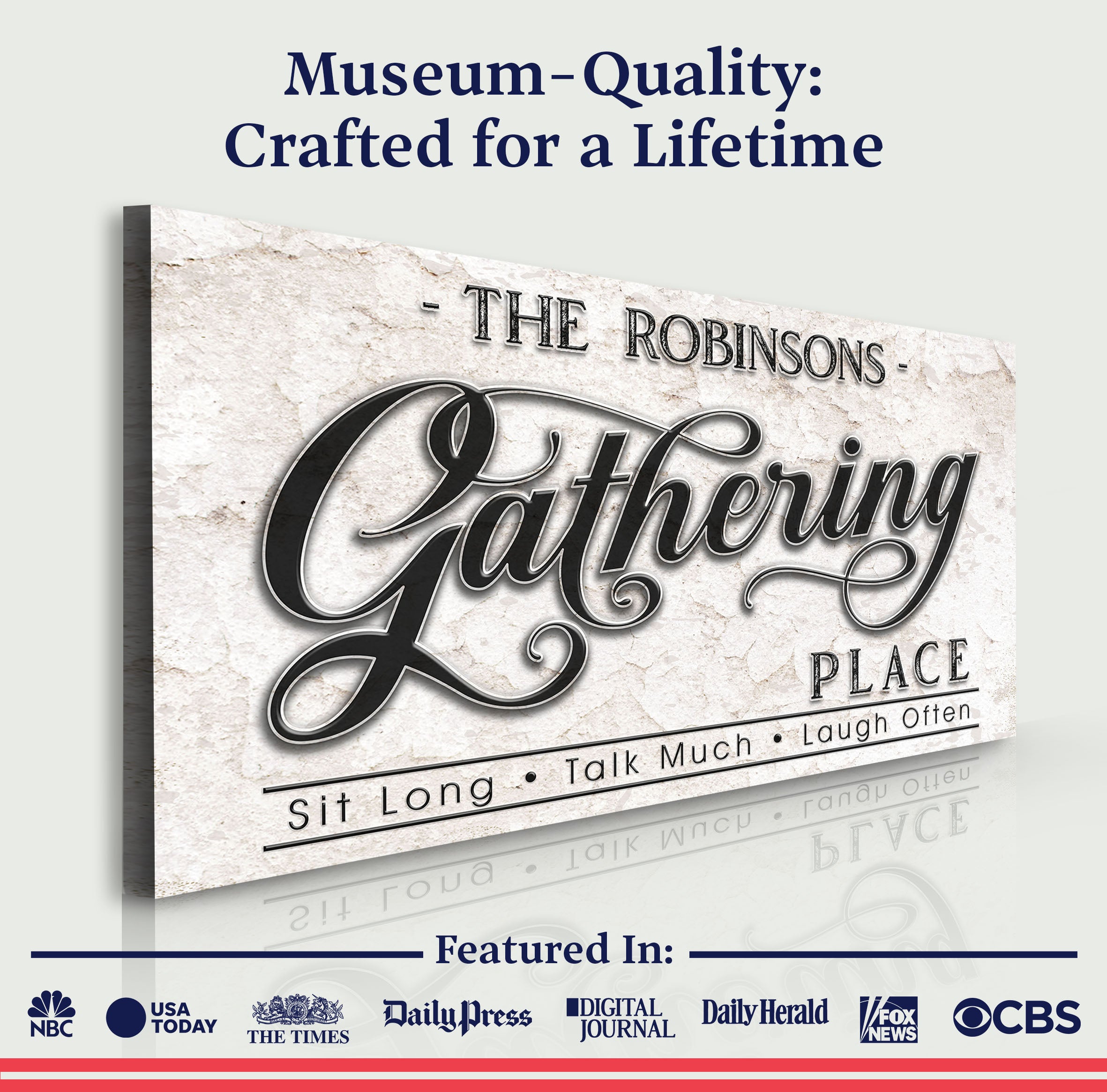 The Gathering Place Personalized Sign on sale at MyriadMart