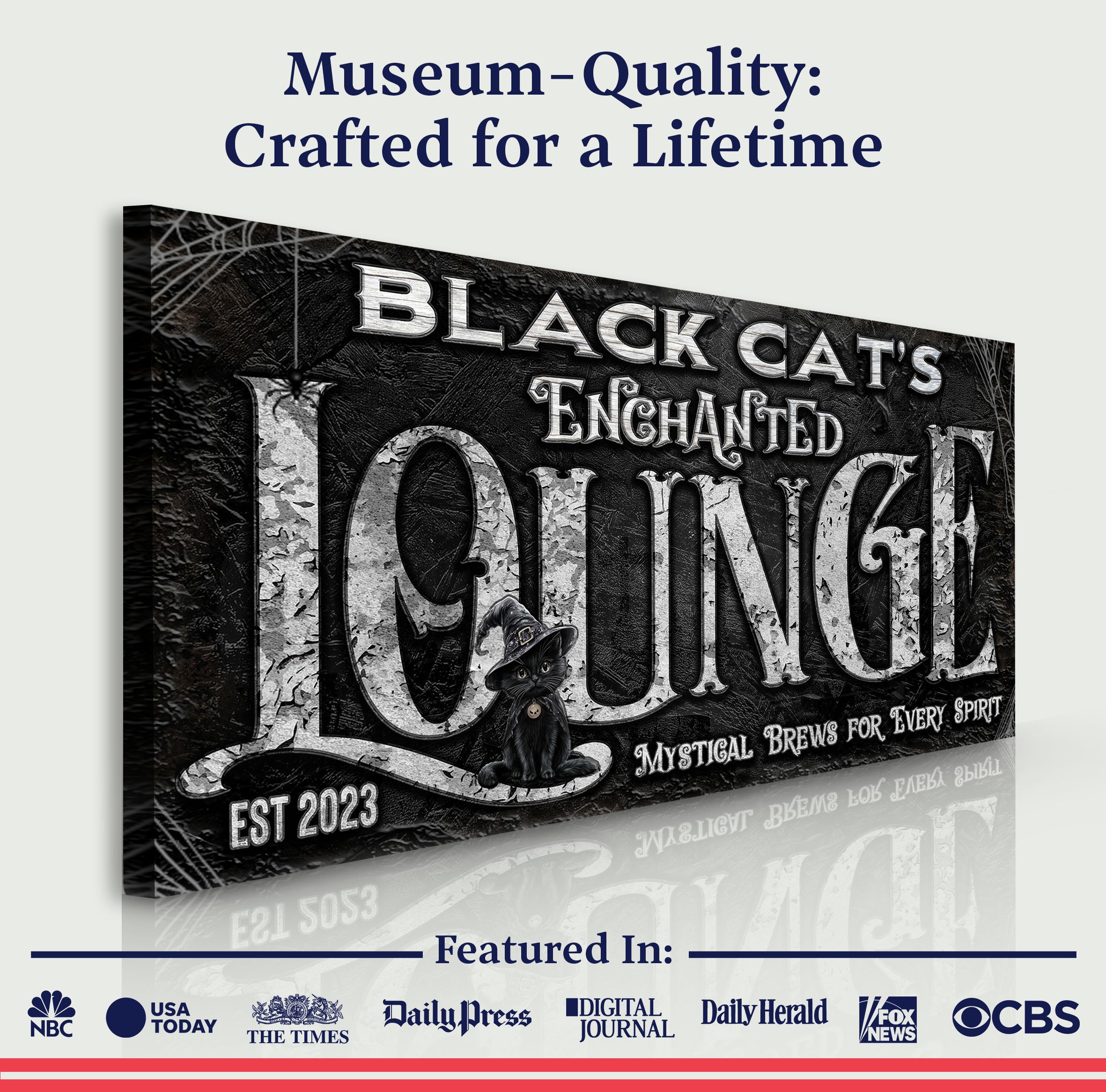Black Cat's Enchanted Lounge Halloween Sign on sale at MyriadMart