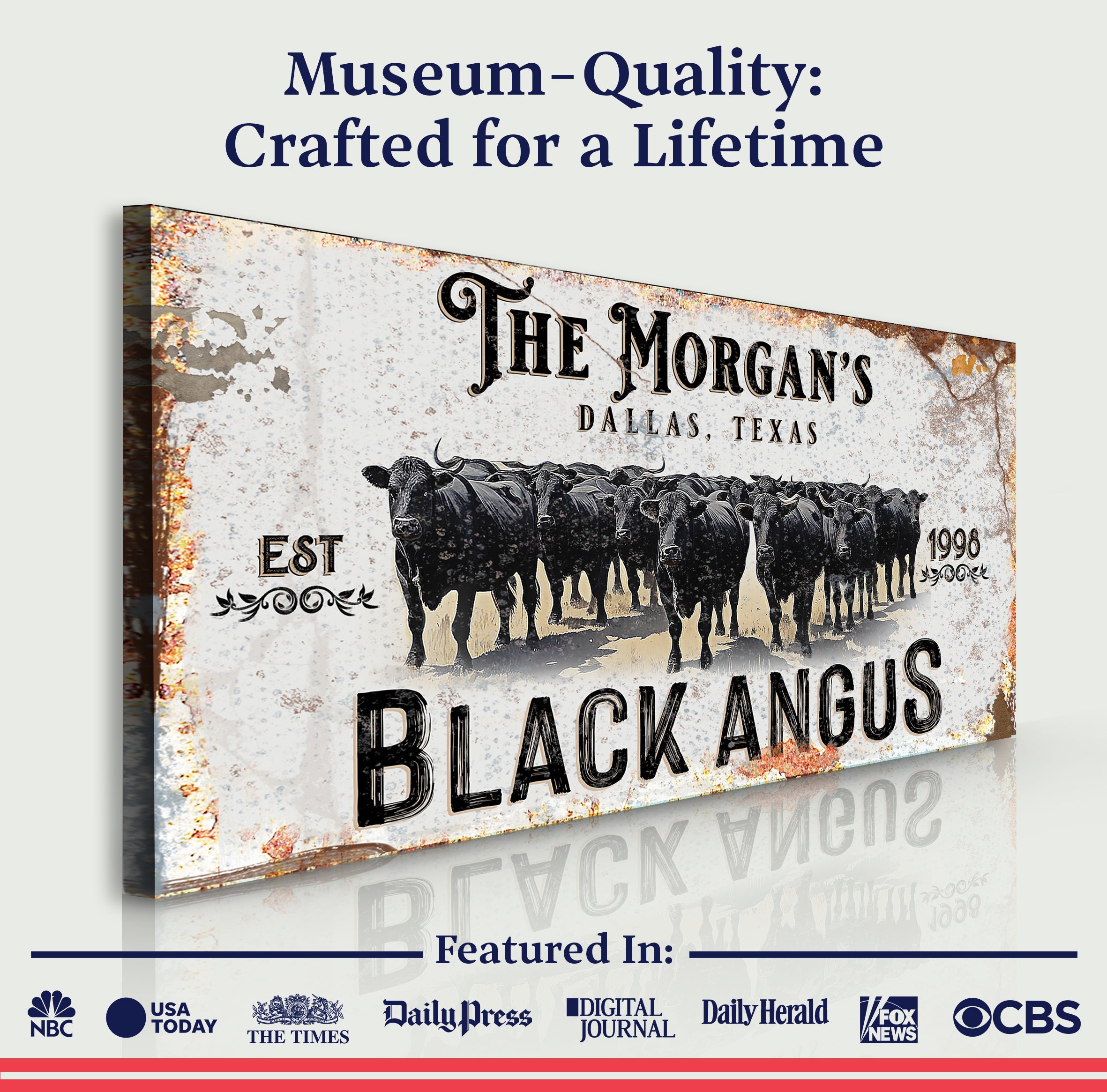 Personalized Black Angus Cattle Sign II on sale at MyriadMart