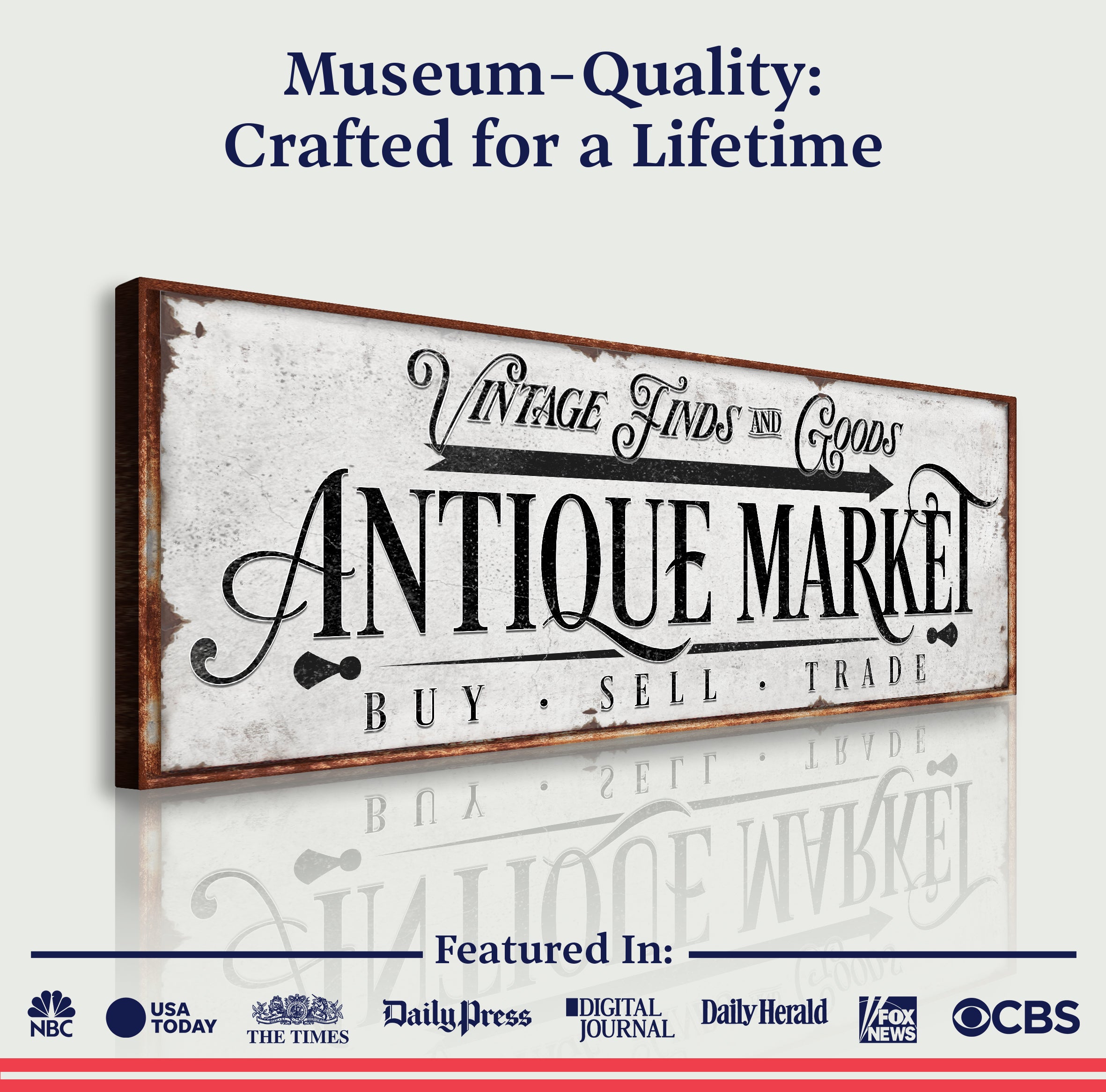 Vintage Antique Market Sign on sale at MyriadMart