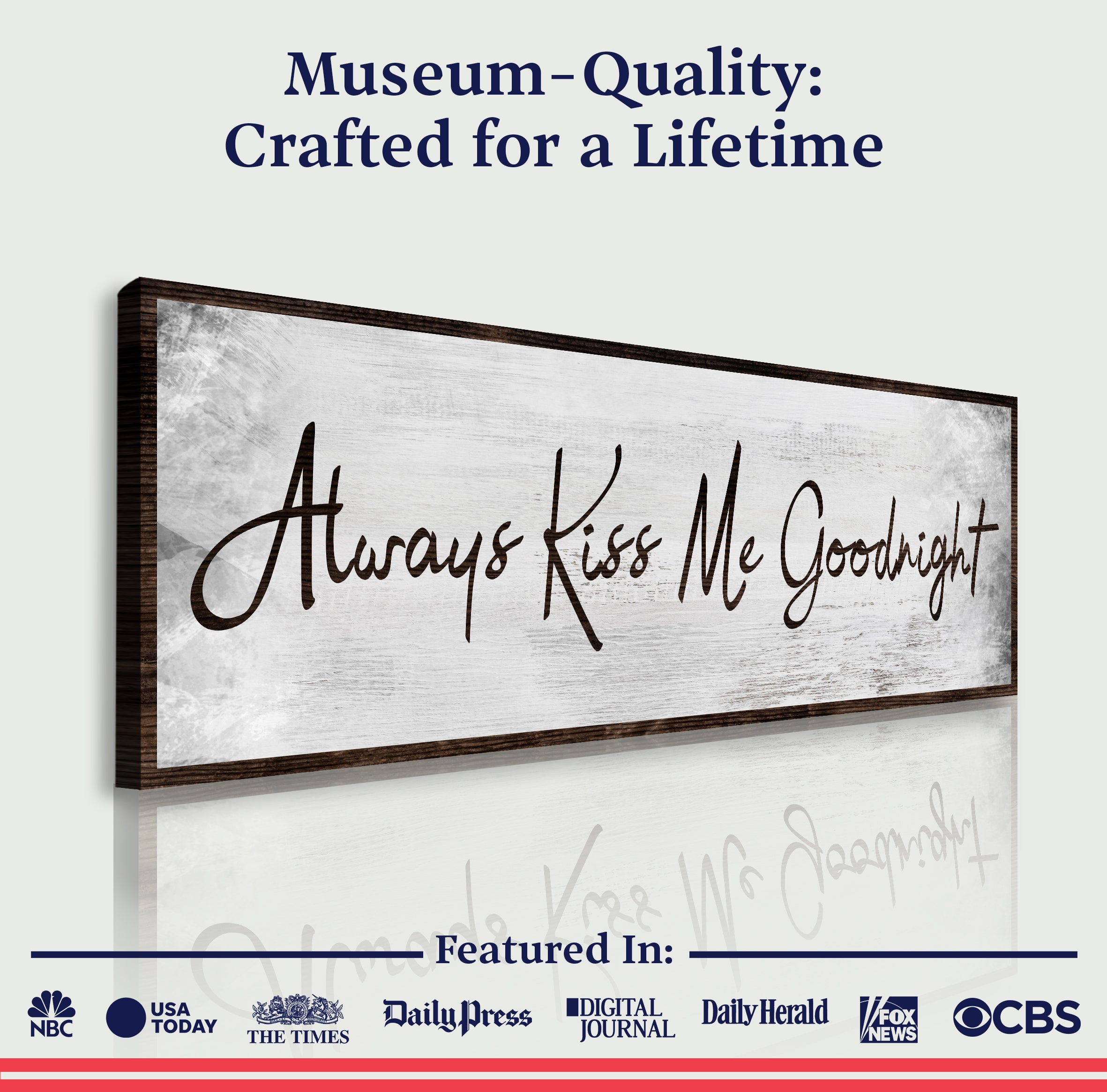 Always Kiss Me Goodnight Sign IV on sale at MyriadMart