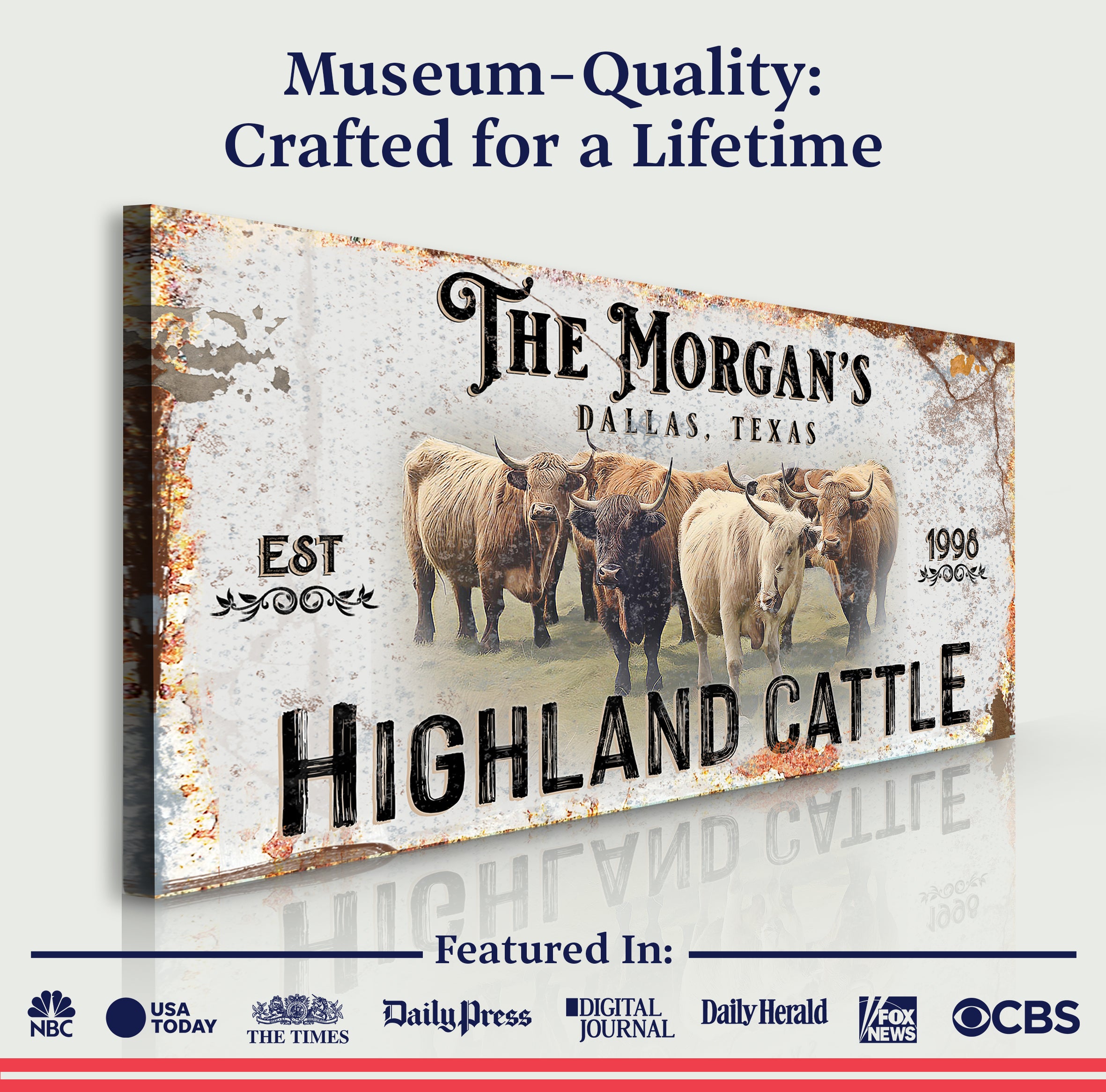 Personalized Highland Cattle Sign III on sale at MyriadMart