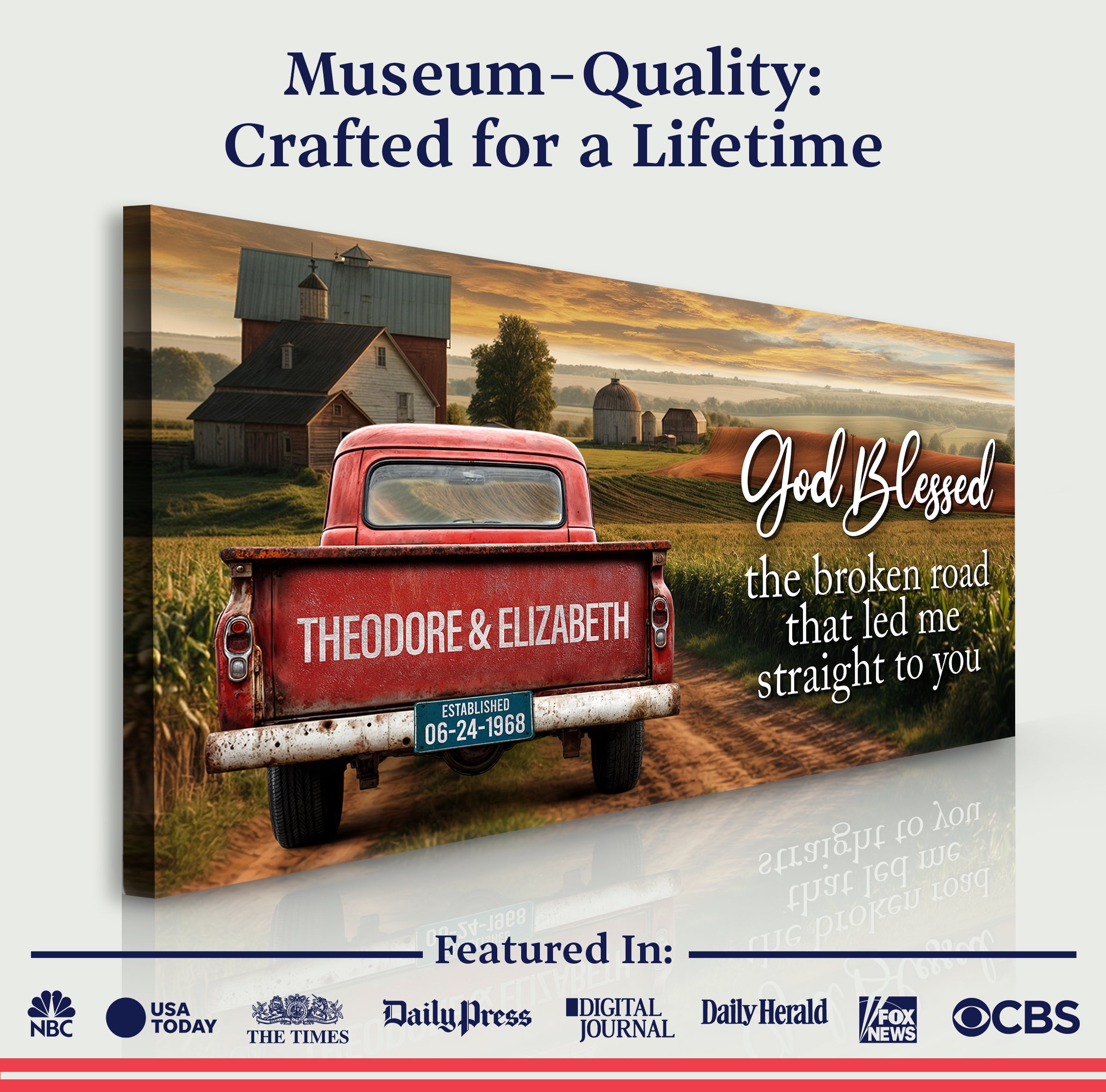 Custom Vintage Truck Couple Sign on sale at MyriadMart