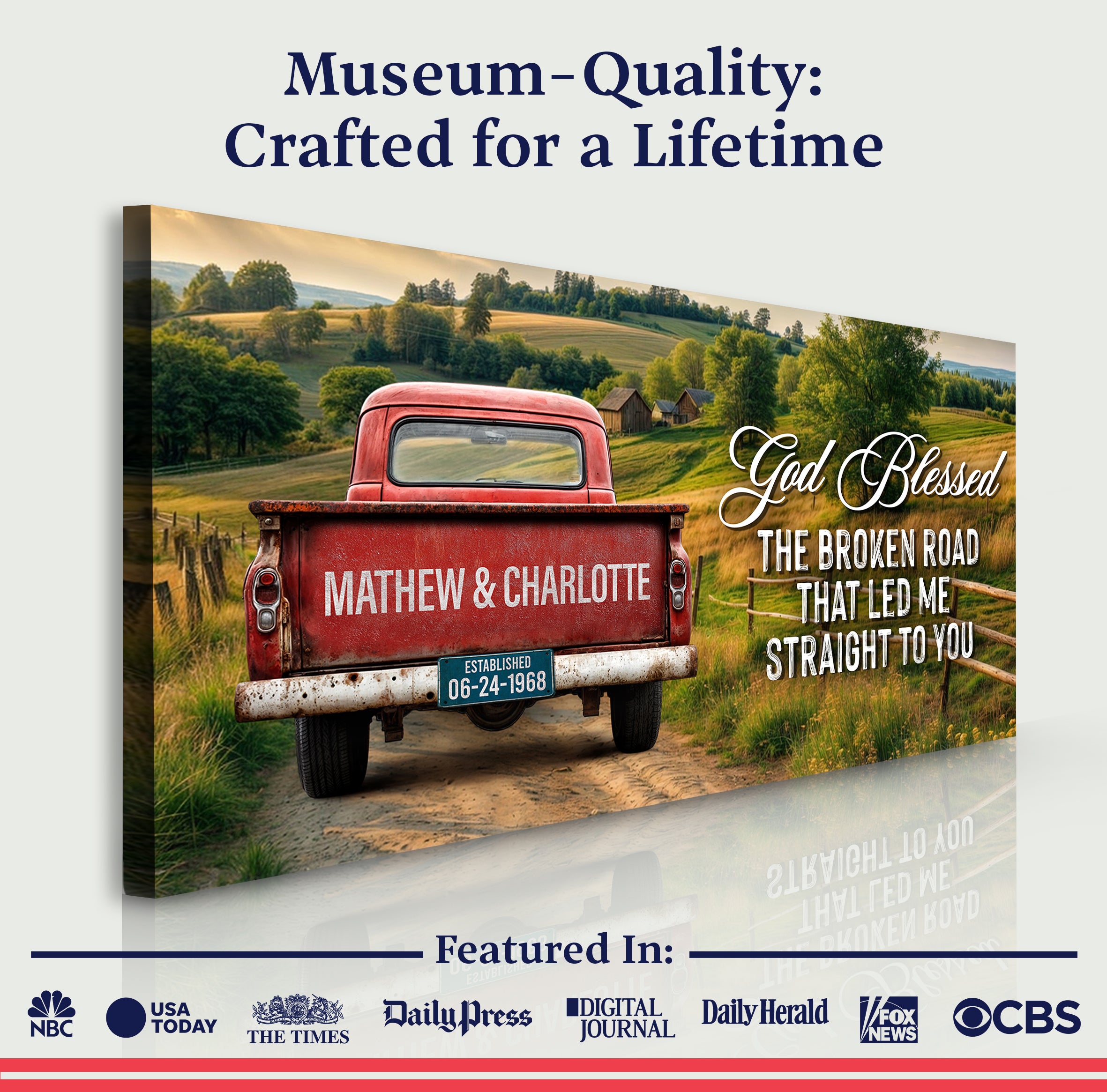 Custom Vintage Truck Couple Sign III on sale at MyriadMart