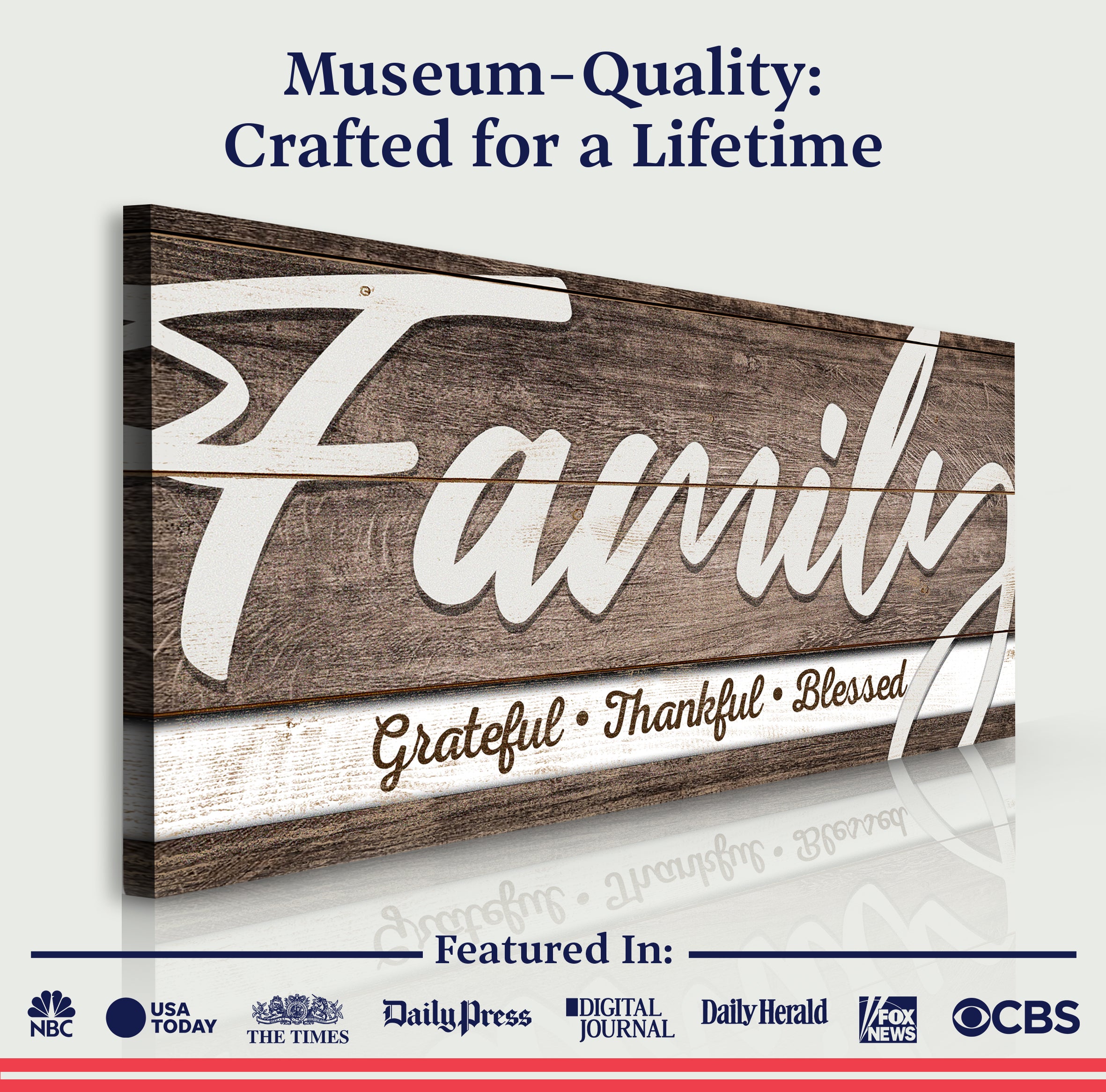 Grateful Thankful Blessed Family Sign III on sale at MyriadMart