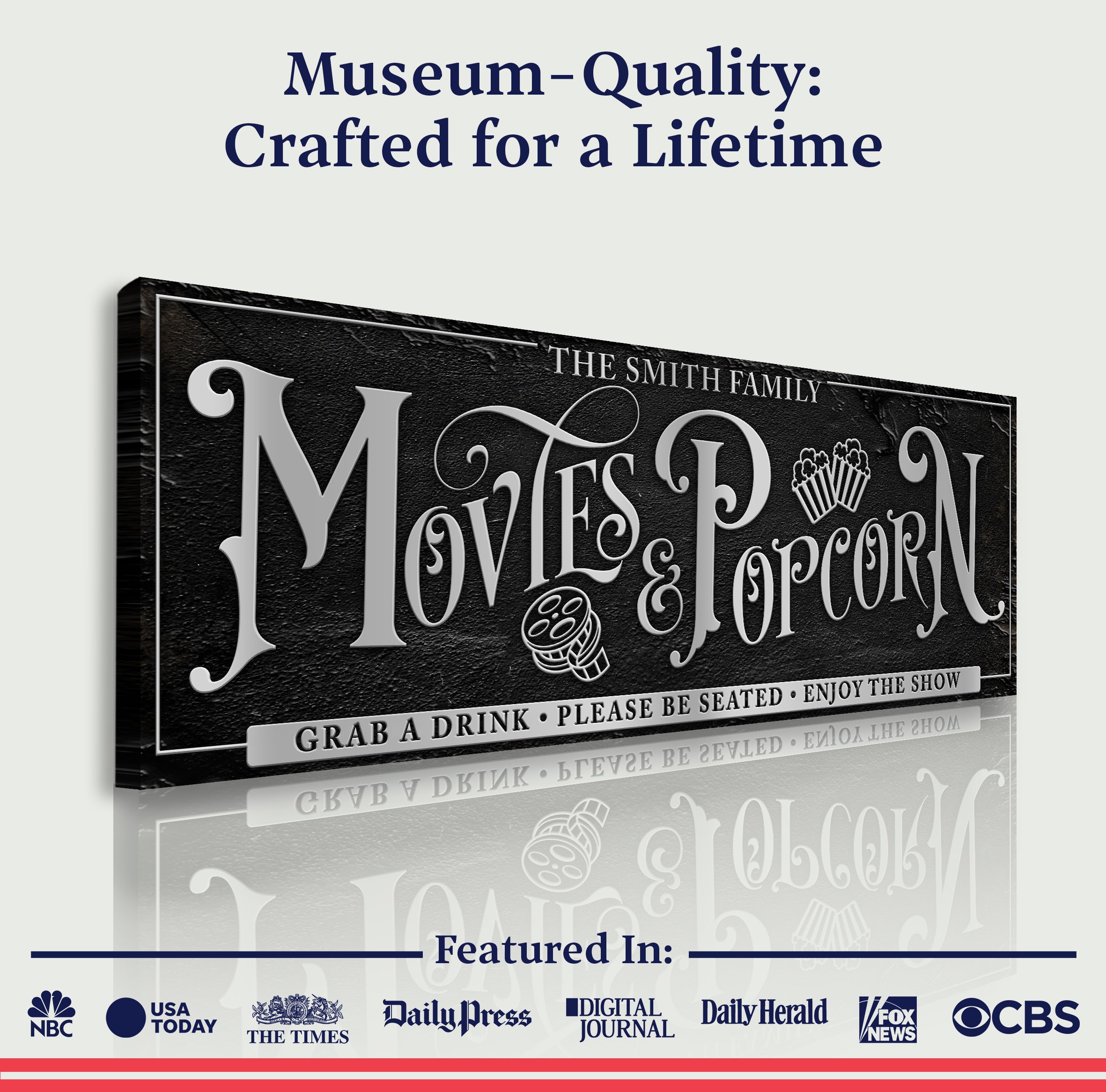 Personalized Movies & Popcorn Sign on sale at MyriadMart