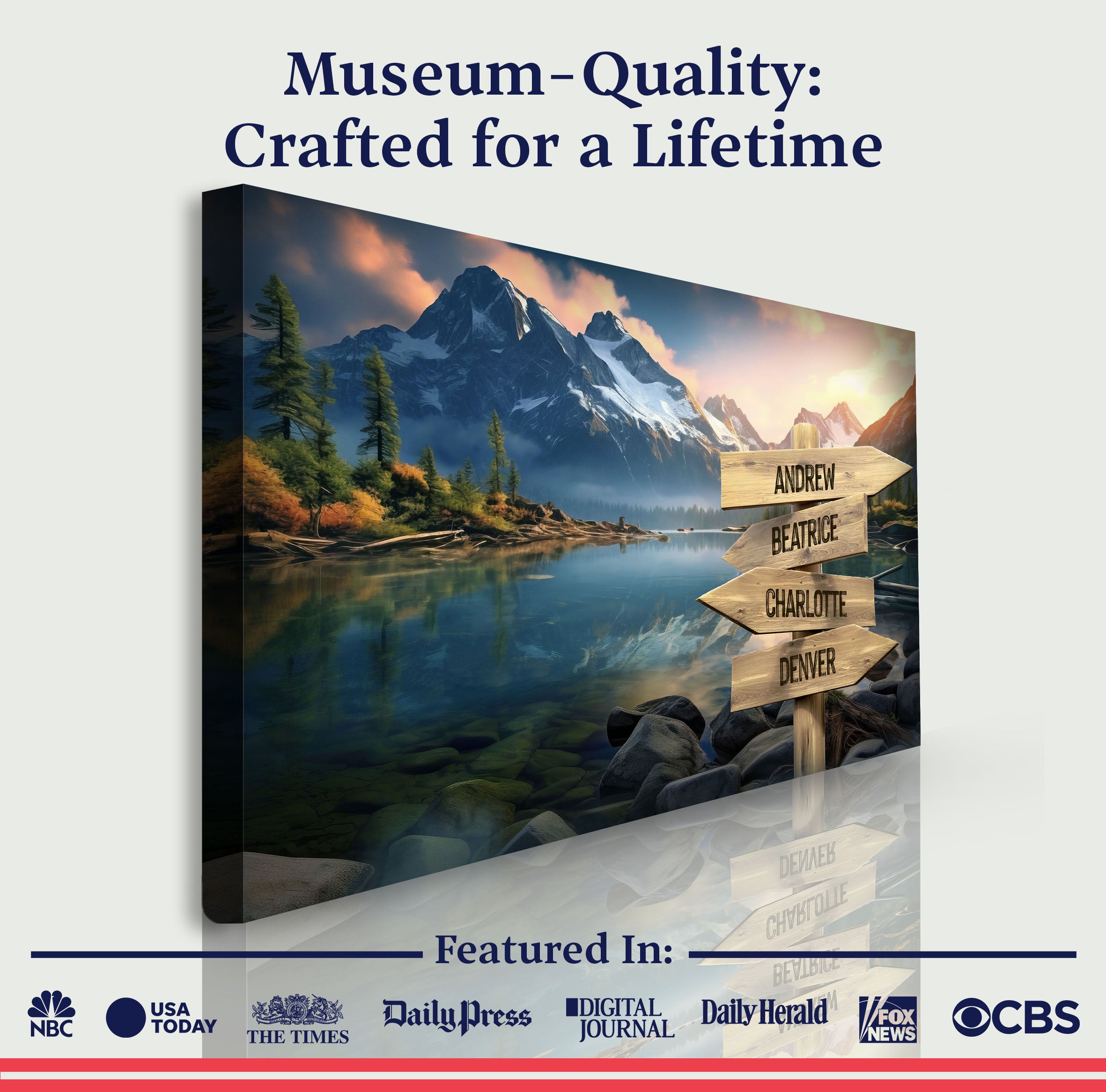 Mountain Sunrise Family Names Sign on sale at MyriadMart