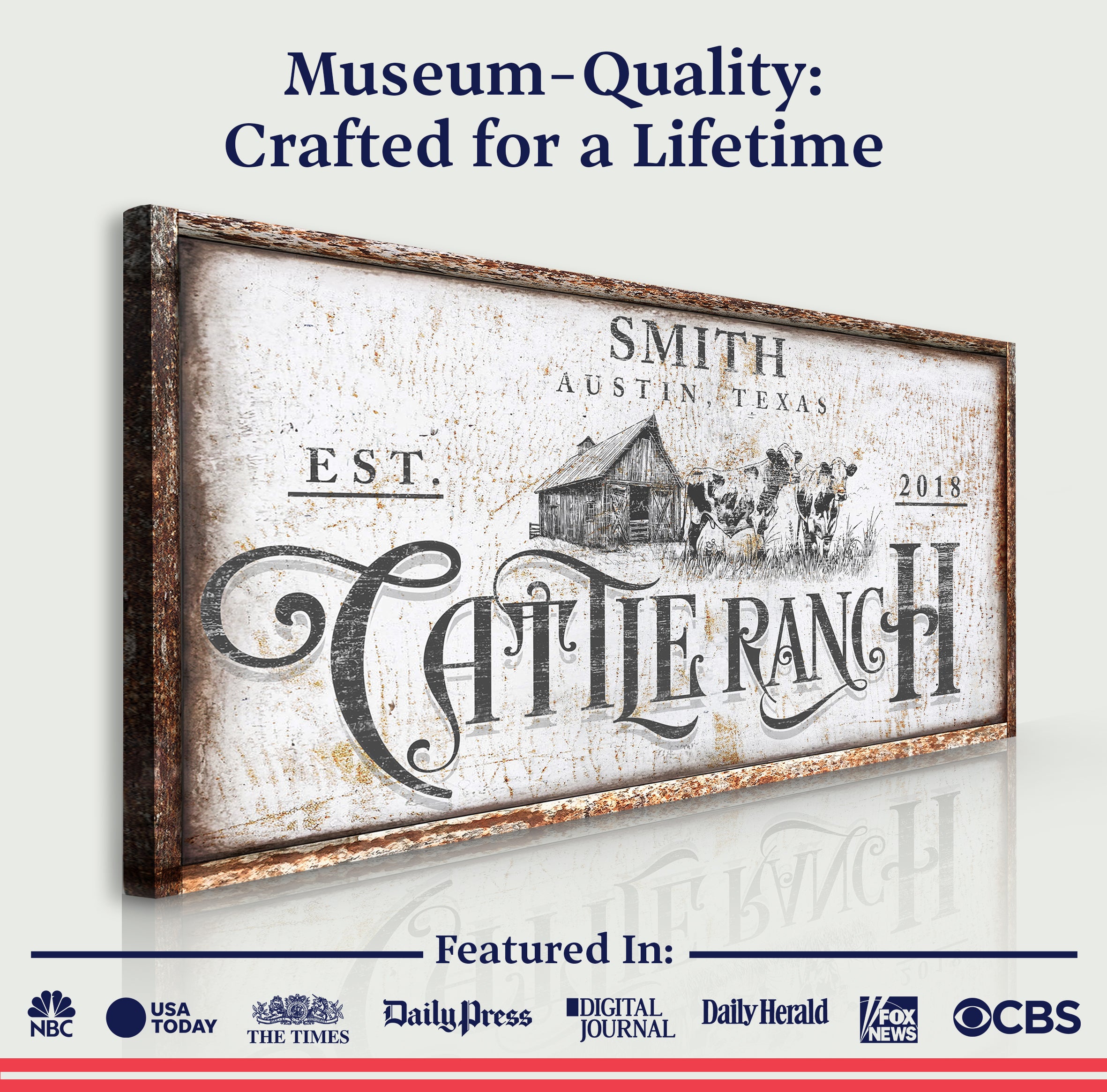 Rustic Vintage Cattle Ranch Sign on sale at MyriadMart