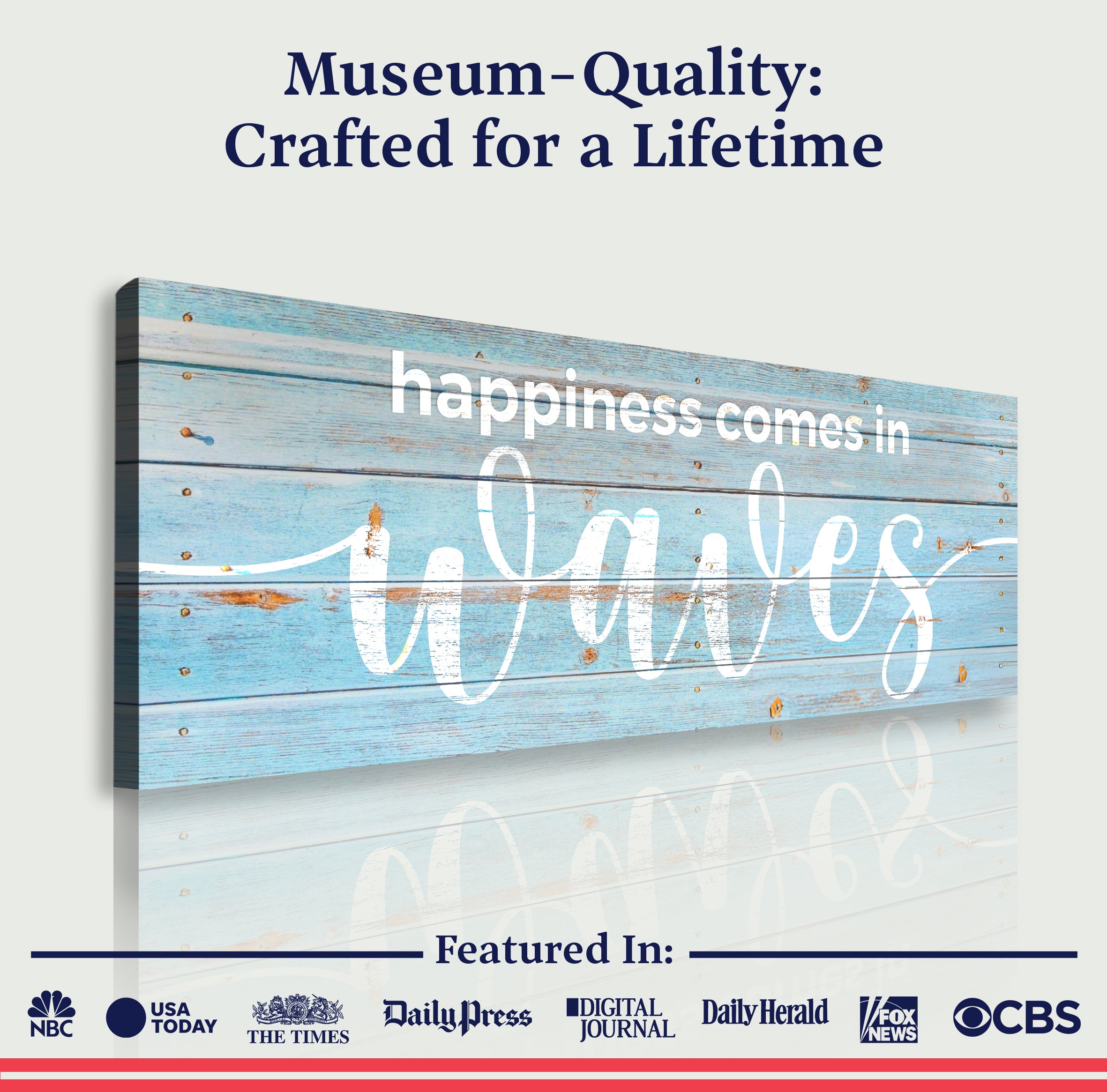 Happiness Comes In Waves Sign on sale at MyriadMart