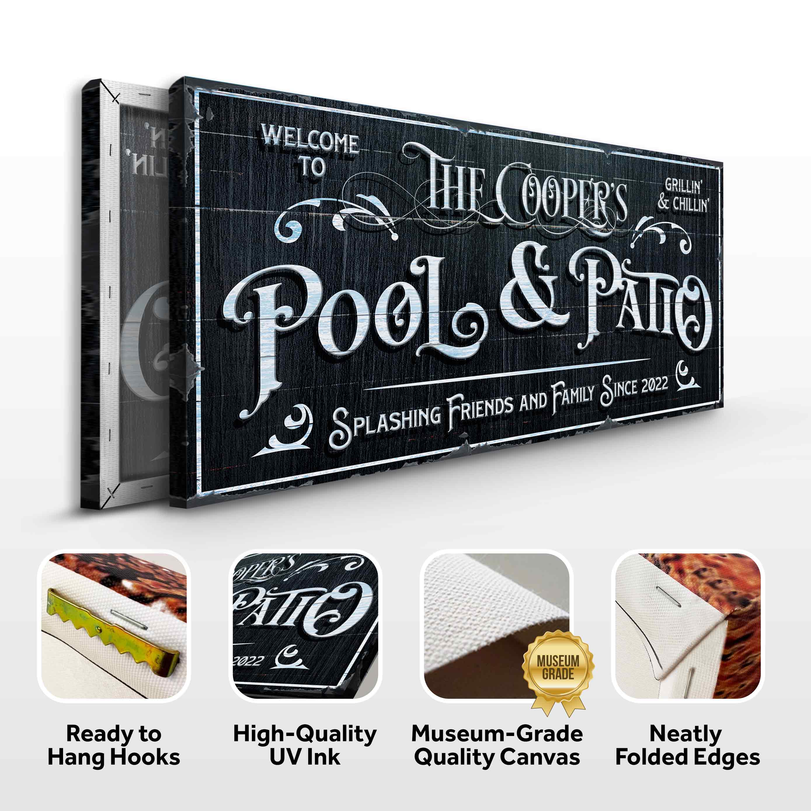 Personalized Pool Sign Black and White on sale at MyriadMart