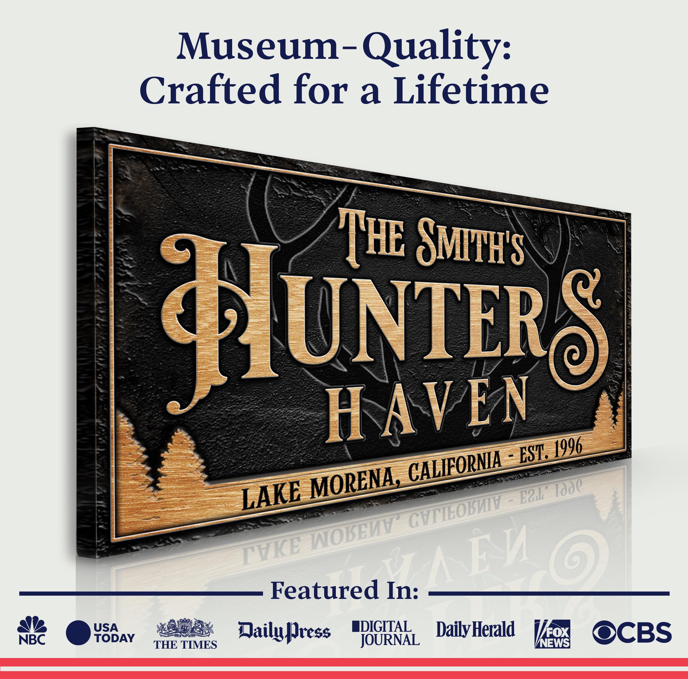 Personalized Hunters Haven Family Sign on sale at MyriadMart