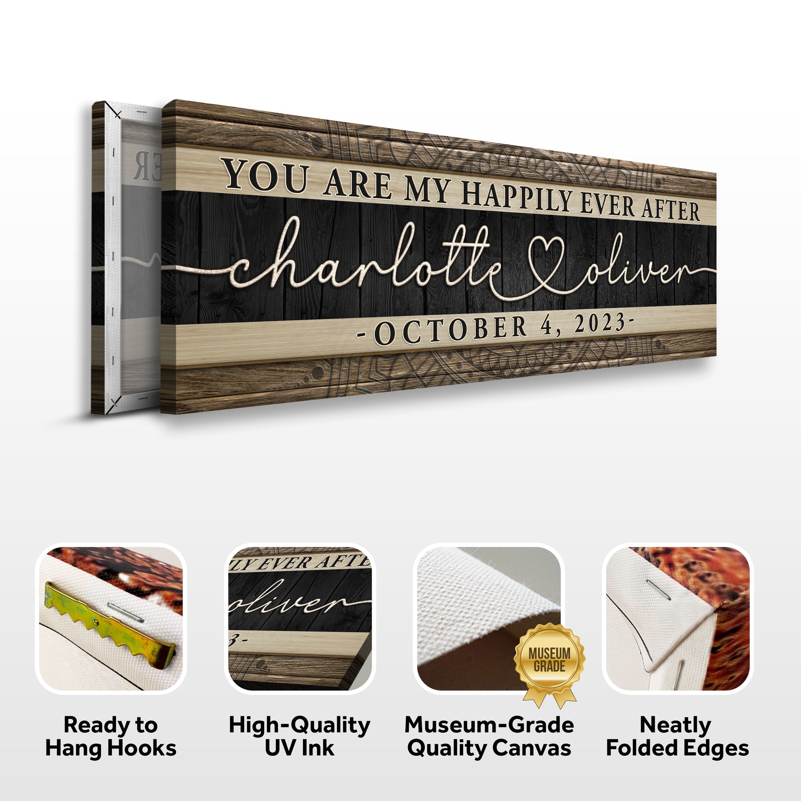 Personalized Happily Ever After Couple Sign V on sale at MyriadMart