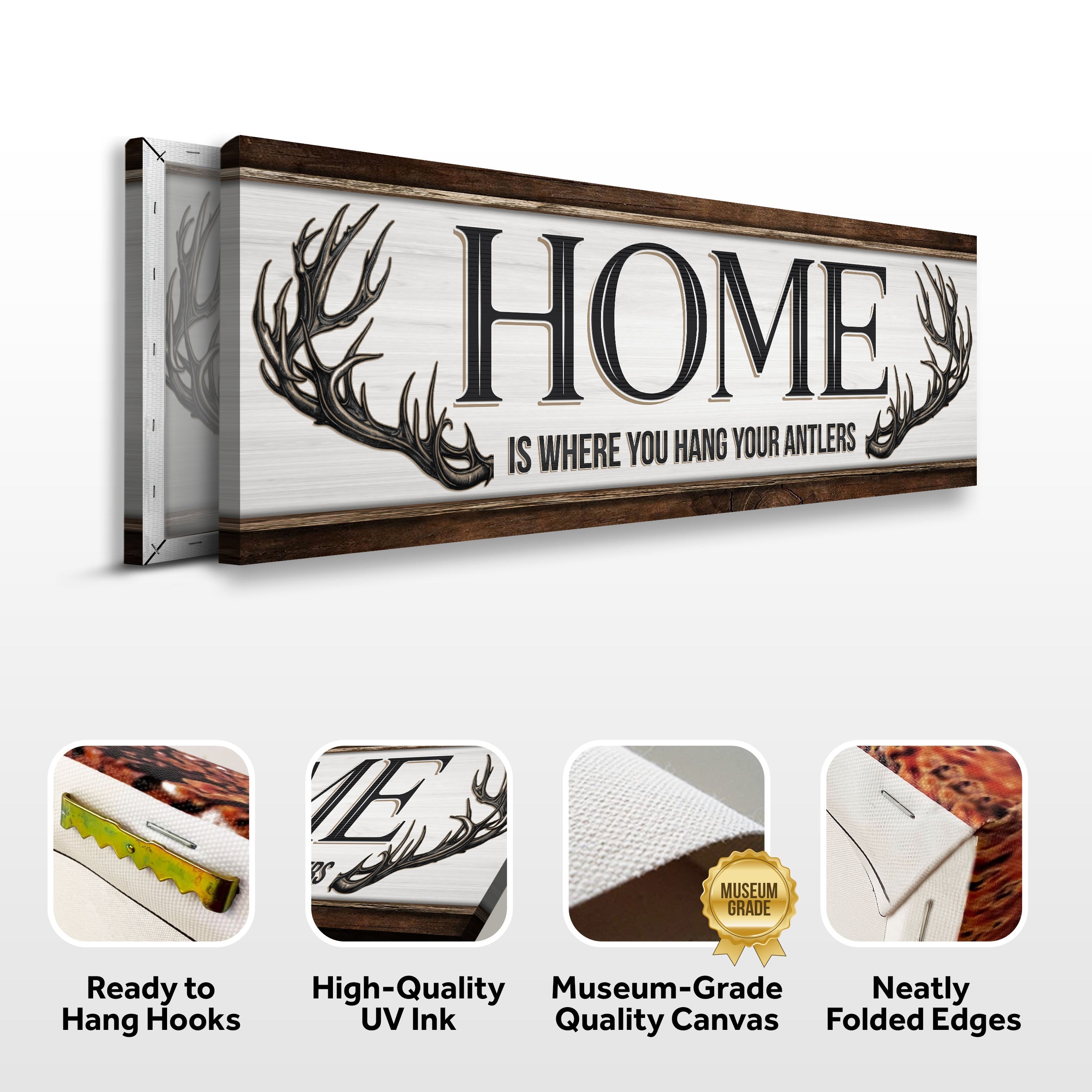 Home Is Where You Hang Your Antlers Sign on sale at MyriadMart