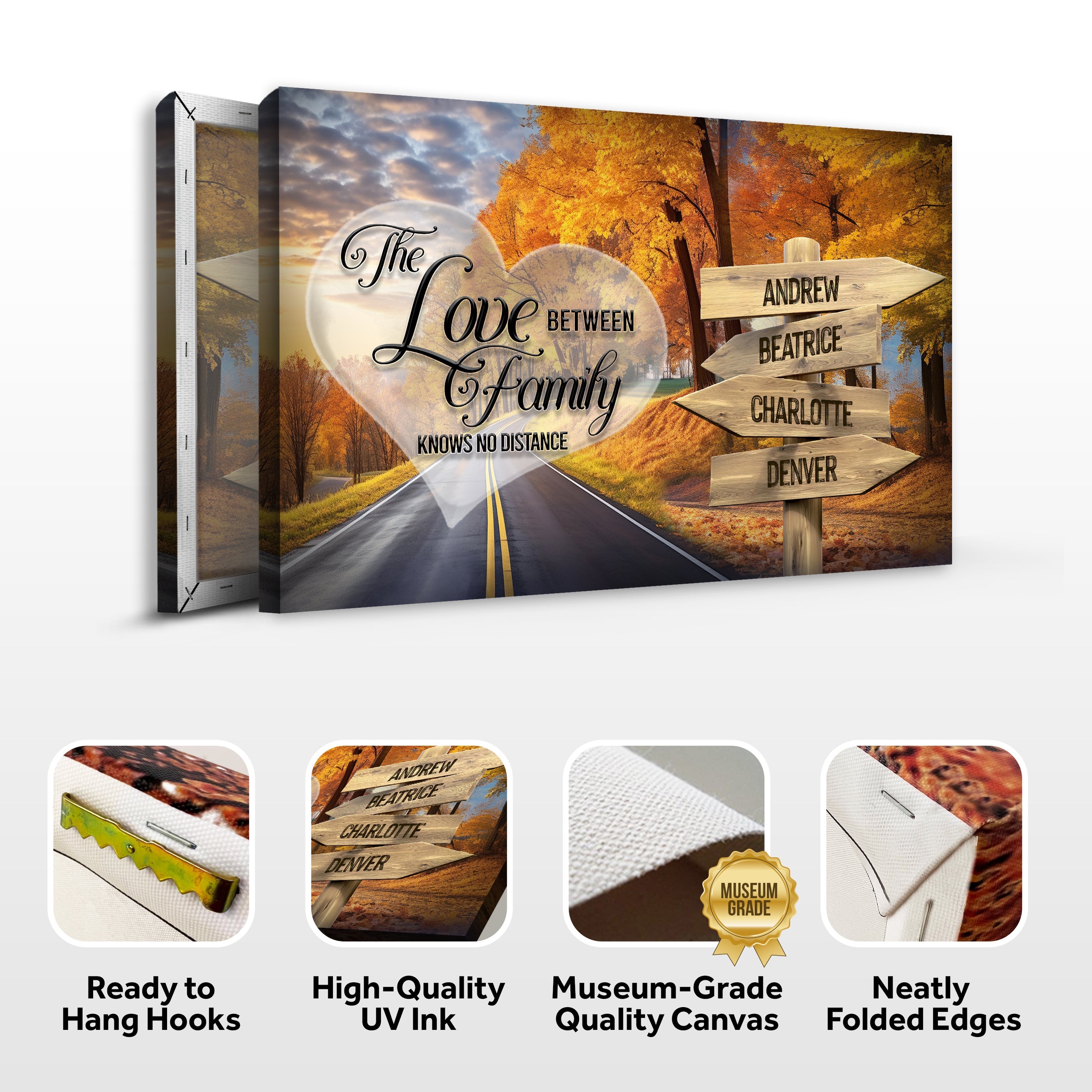 Love Between Family Names Sign on sale at MyriadMart