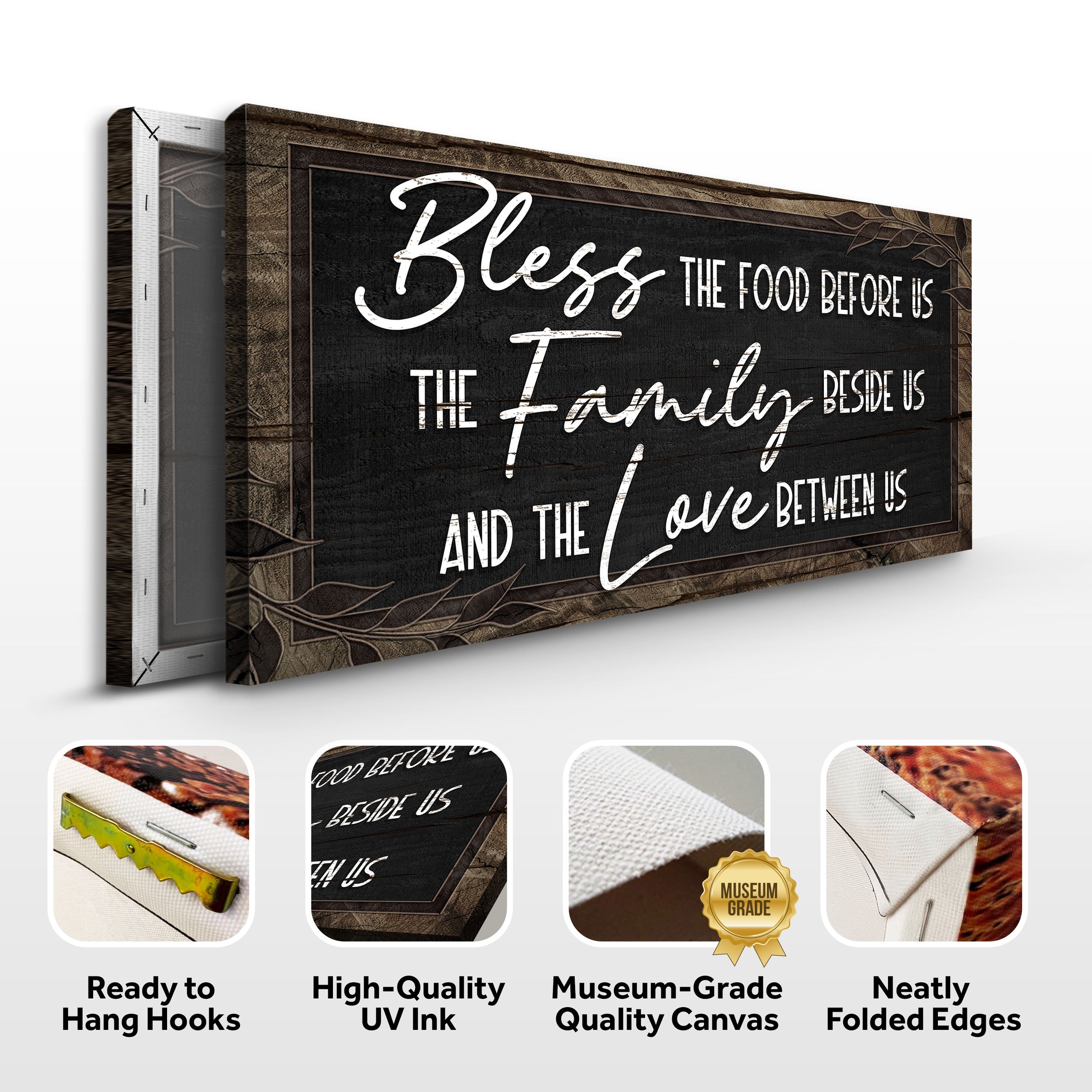 Bless The Food Before Us And The Love Between Us Sign III on sale at MyriadMart