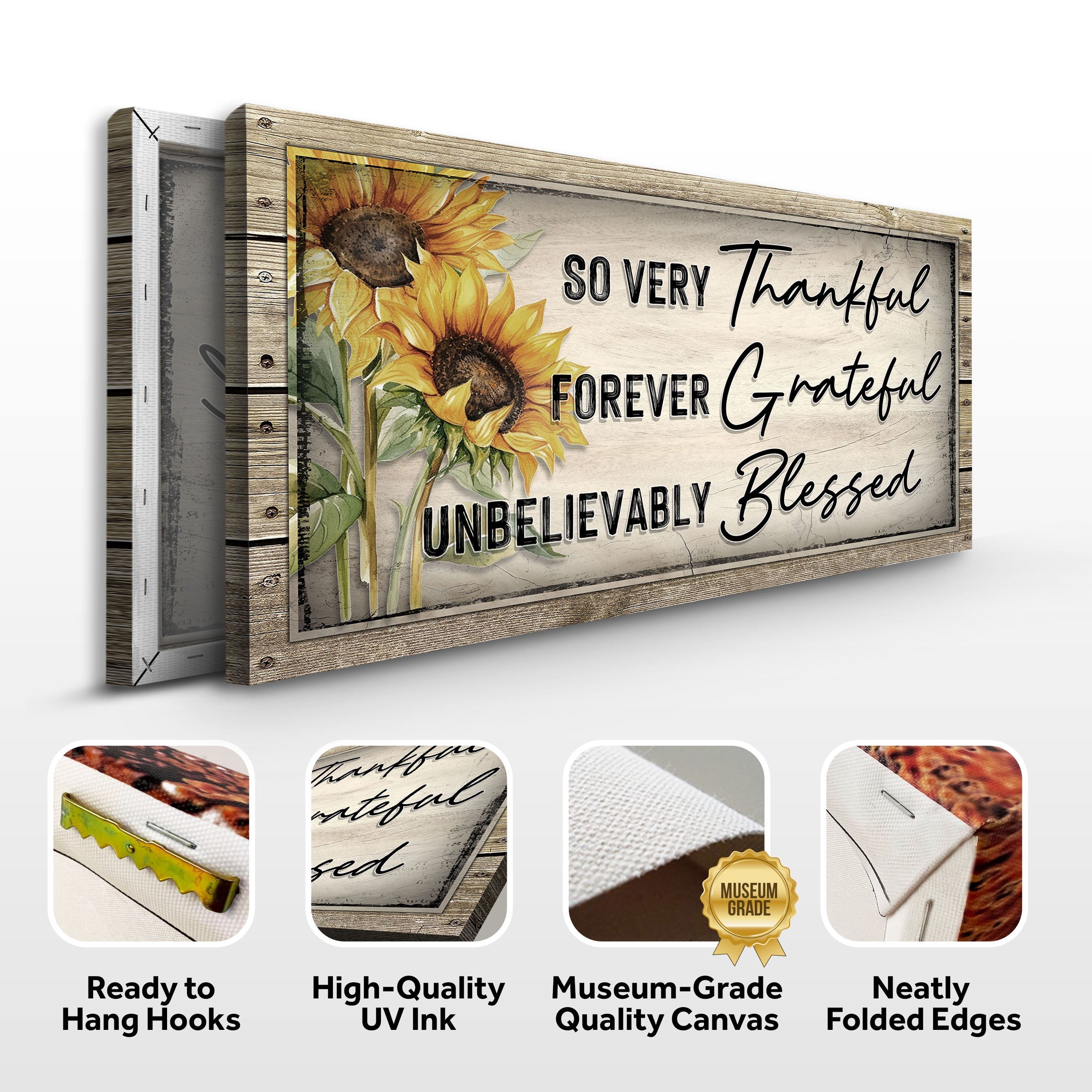 Grateful Thankful Blessed Family Sign II on sale at MyriadMart