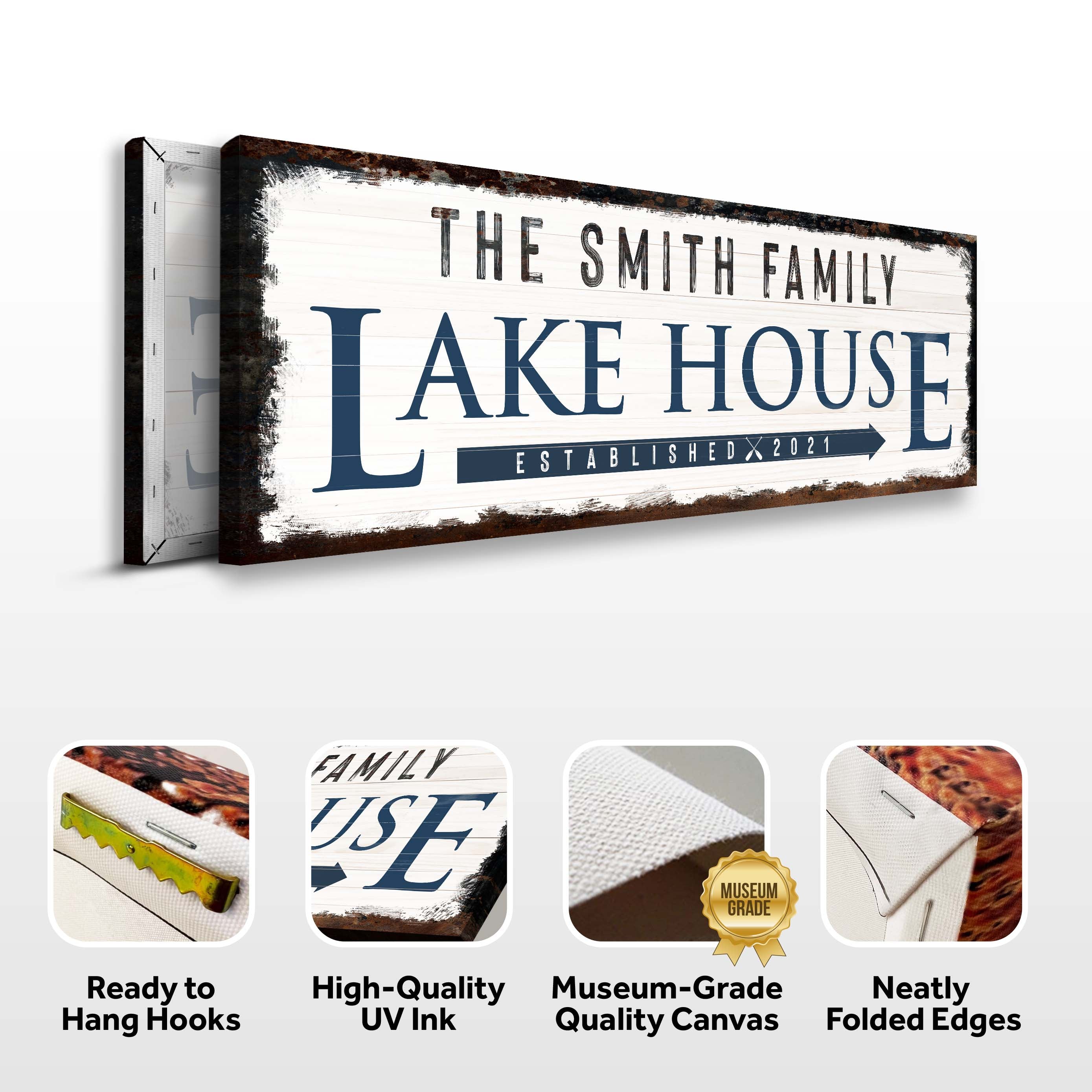 Family Lake House Arrow Sign on sale at MyriadMart