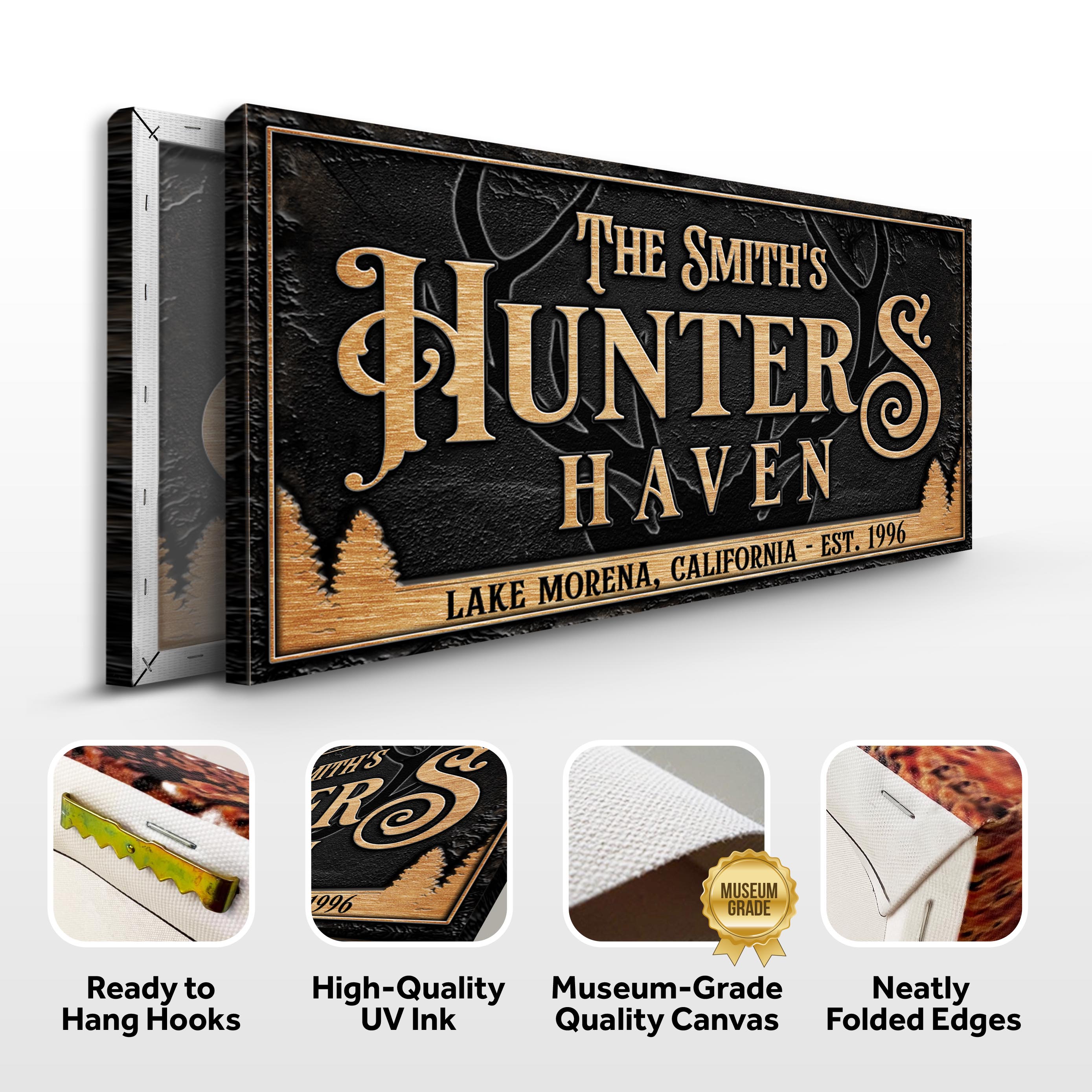 Personalized Hunters Haven Family Sign on sale at MyriadMart