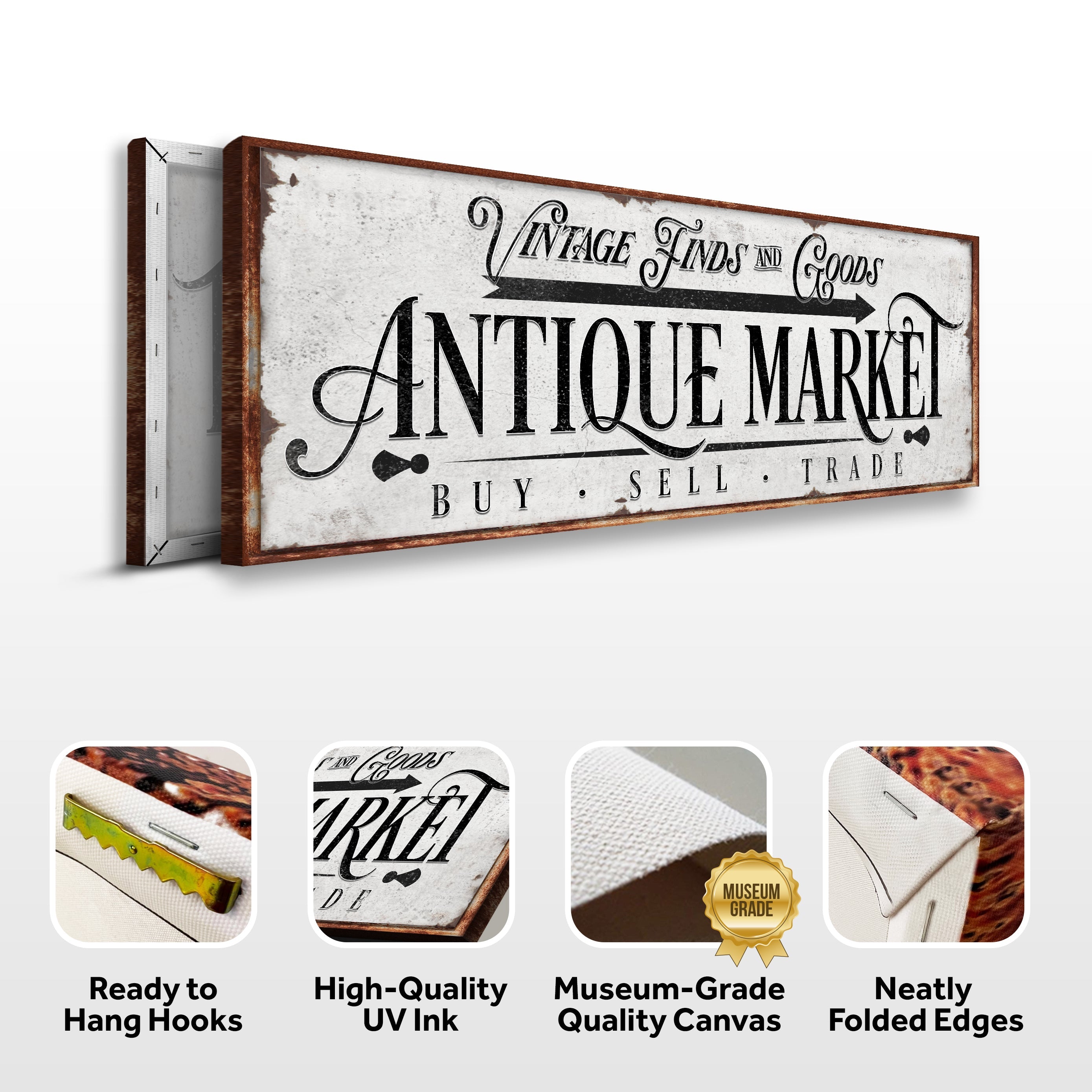 Vintage Antique Market Sign on sale at MyriadMart