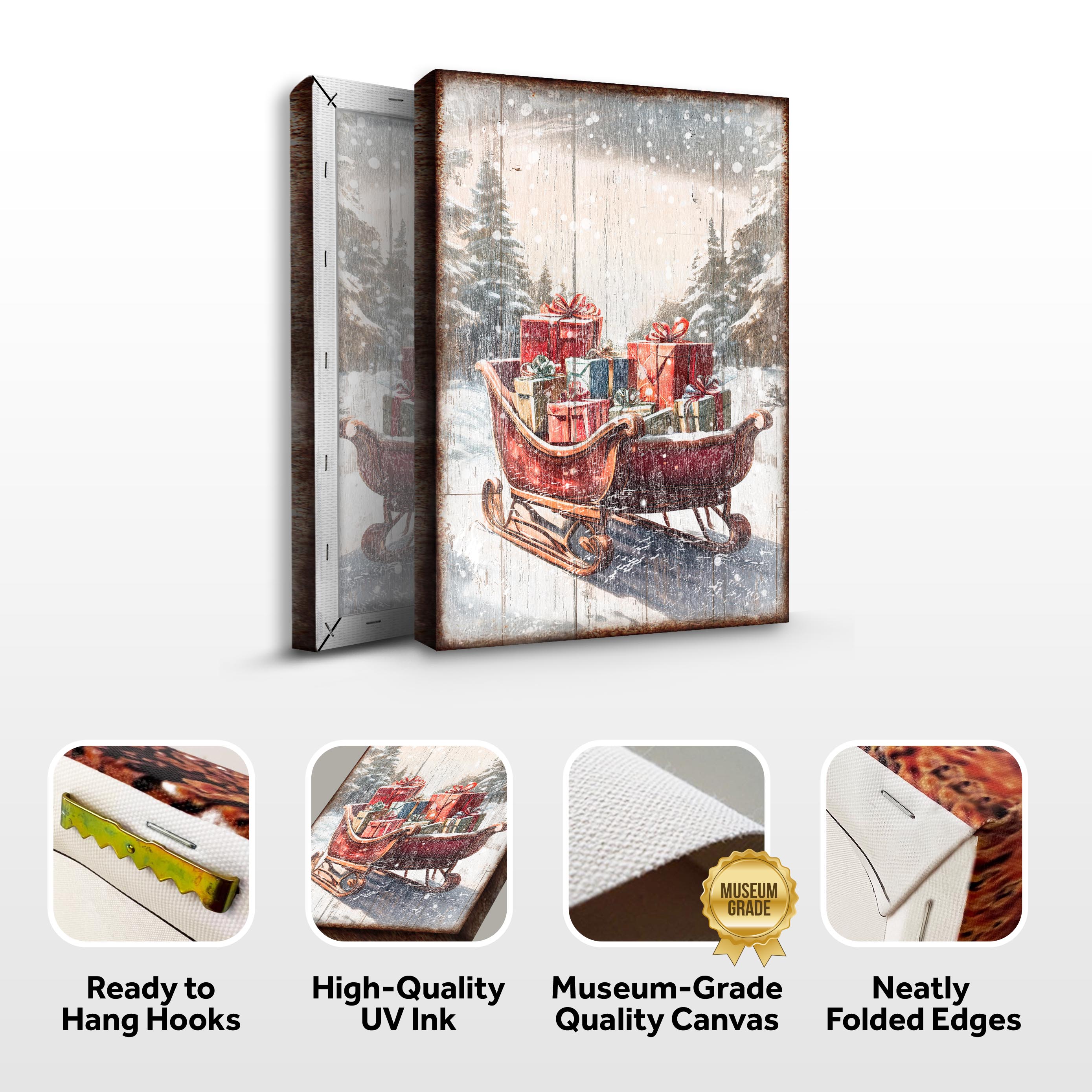 Vintage Christmas Sleigh Sled Wall Art V on sale at MyriadMart