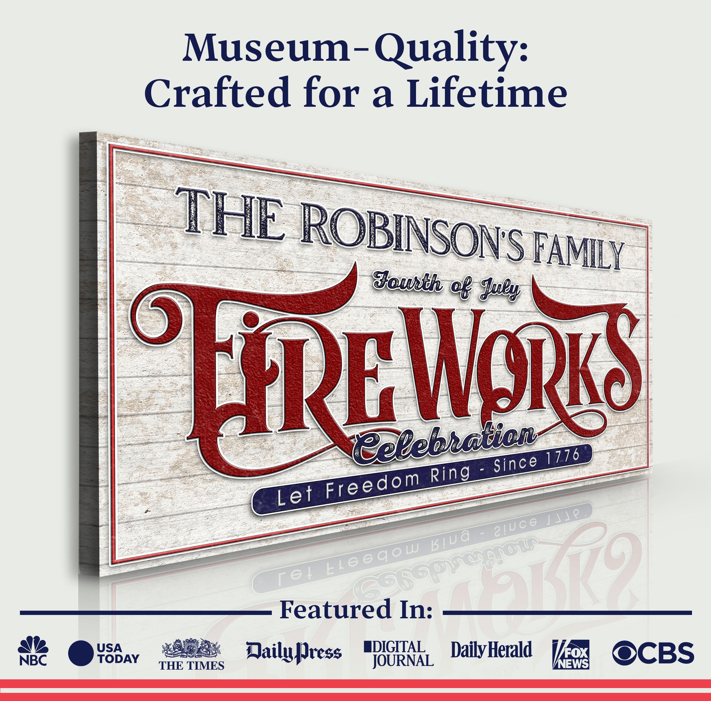 4th of July Fireworks Celebration Personalized Sign on sale at MyriadMart