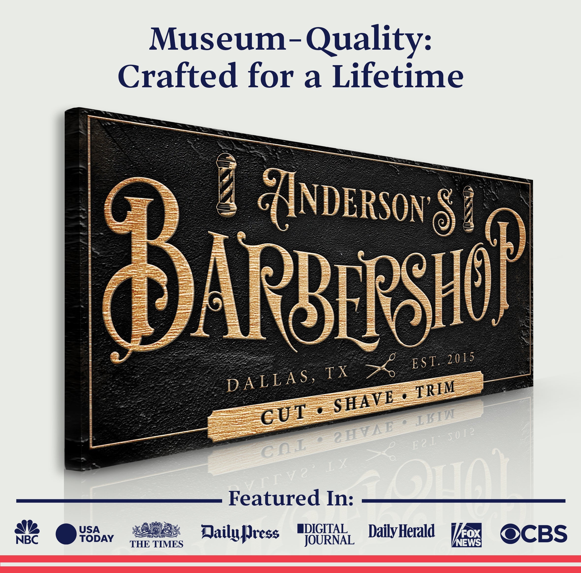 Personalized Barbershop Sign on sale at MyriadMart