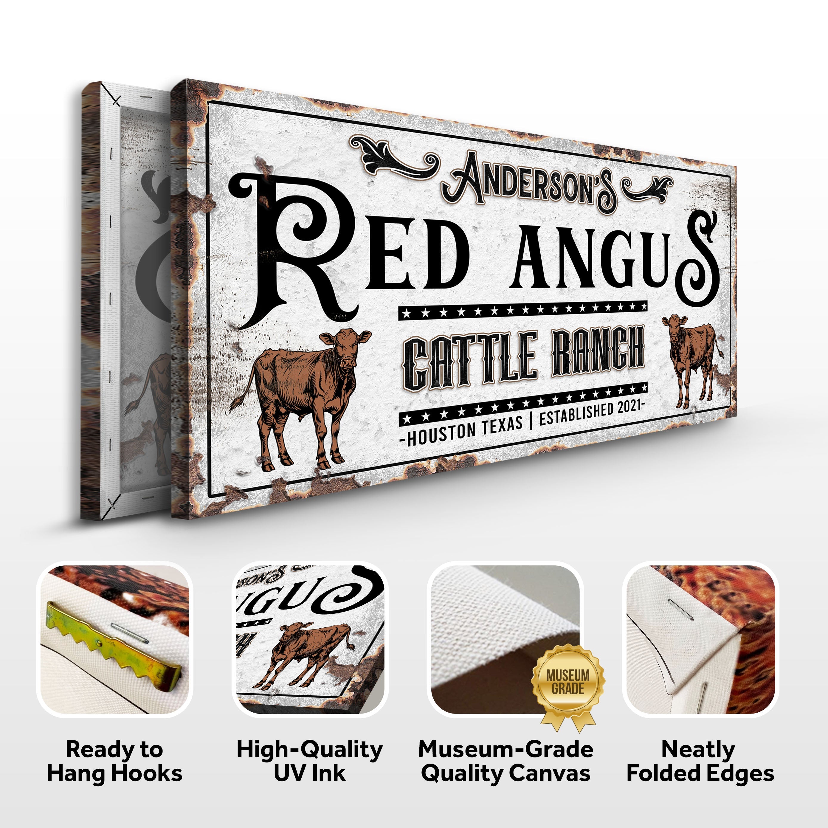 Personalized Red Angus Cattle Sign on sale at MyriadMart