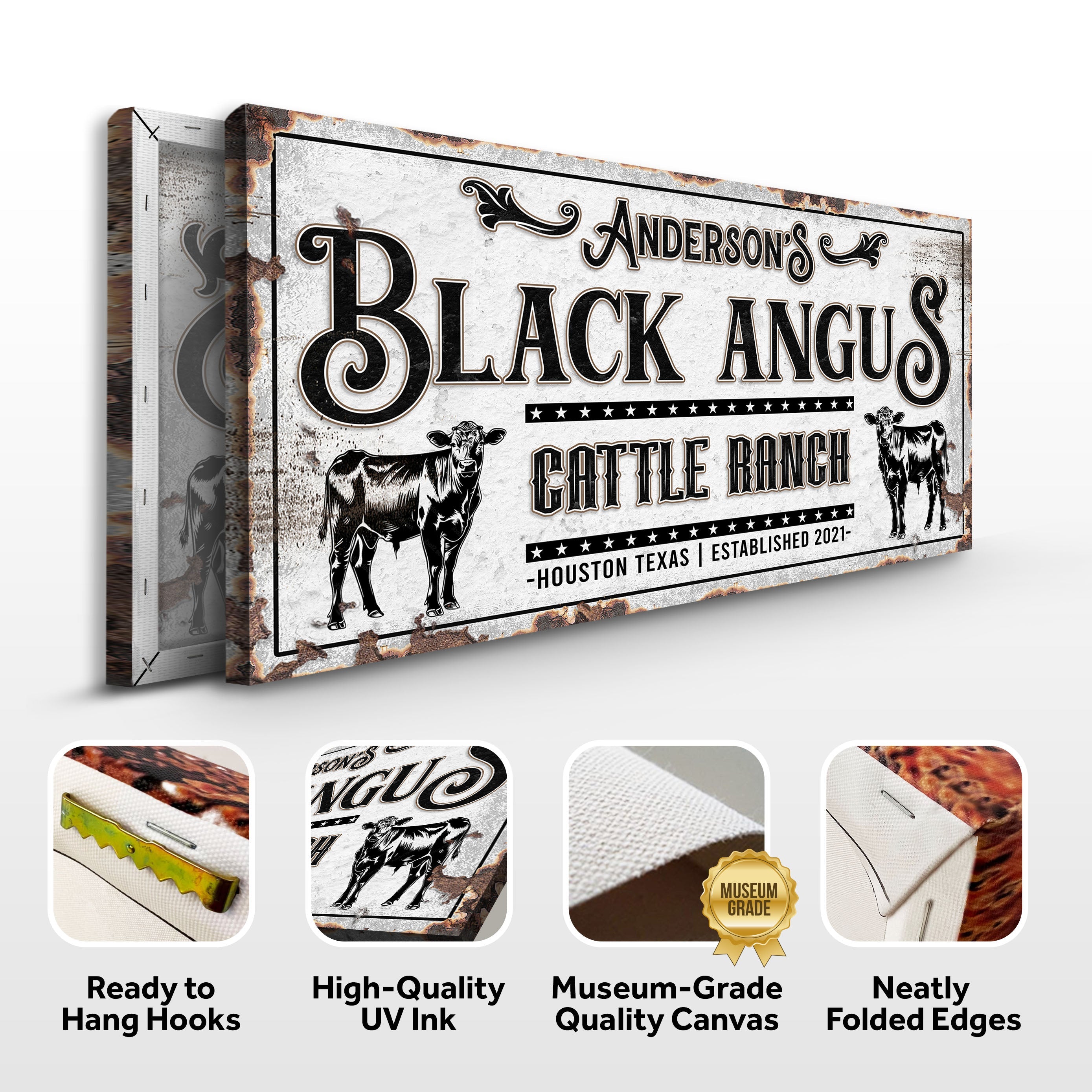 Personalized Black Angus Cattle Sign on sale at MyriadMart