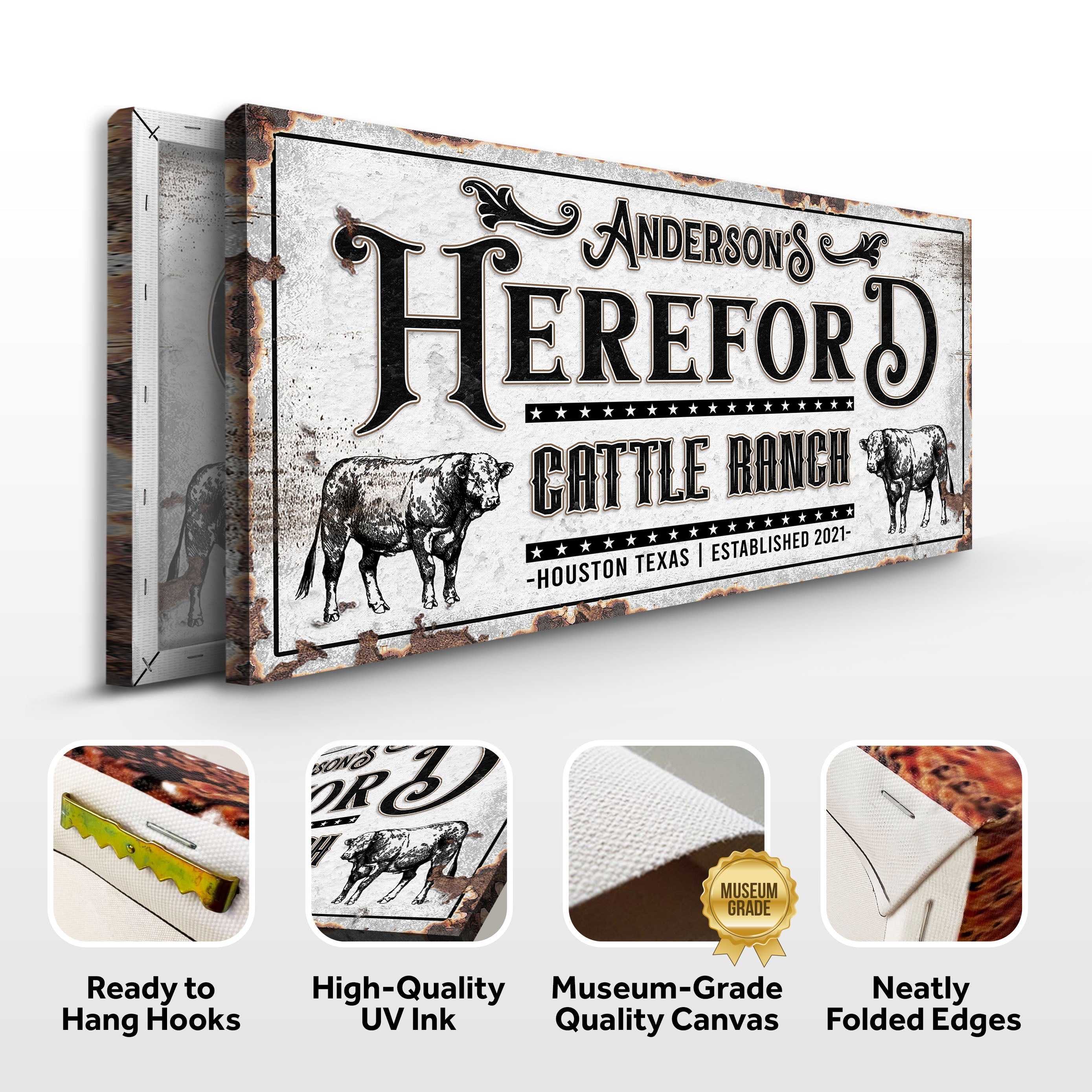 Personalized Hereford Cattle Sign on sale at MyriadMart