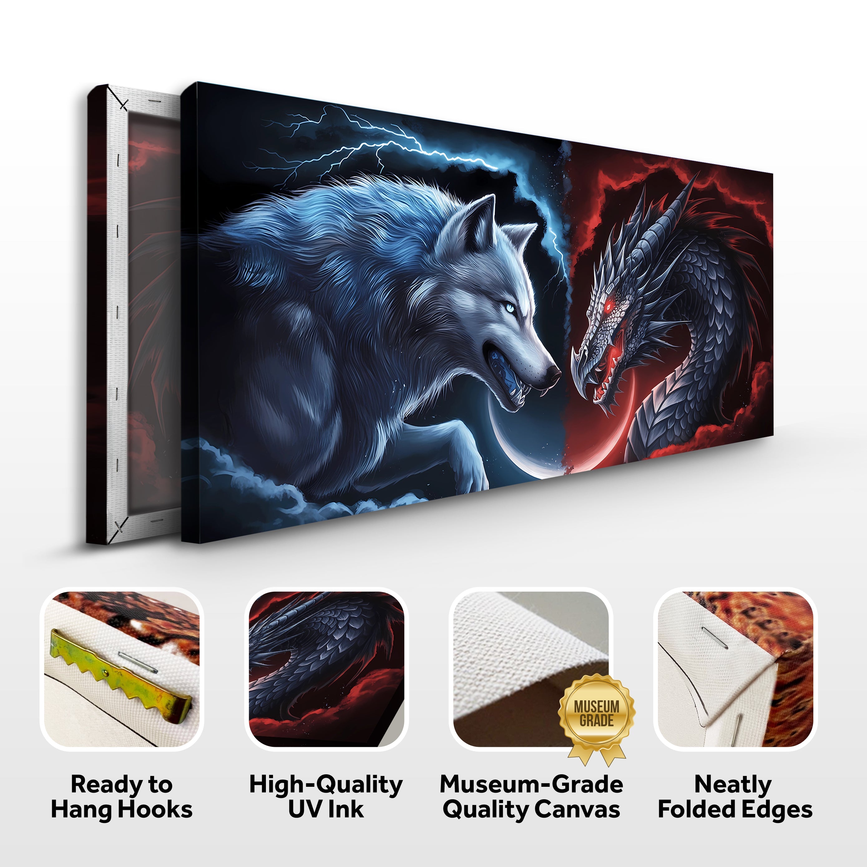 3D Dragon and Wolf Wall Art on sale at MyriadMart