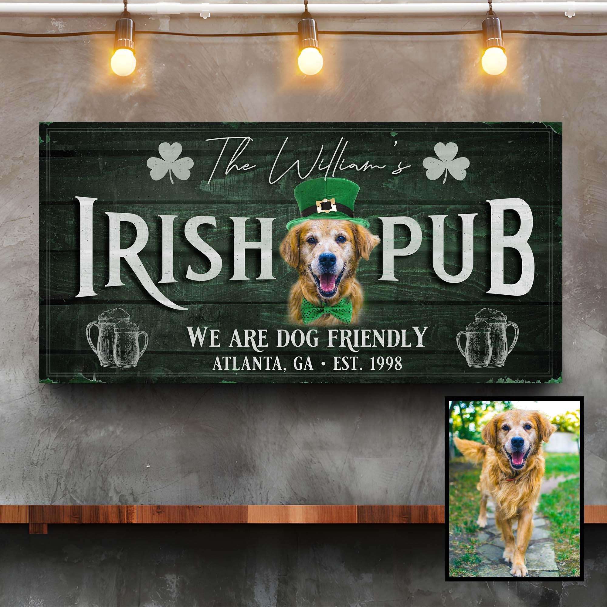Irish Pub Dog Portrait Sign on sale at MyriadMart