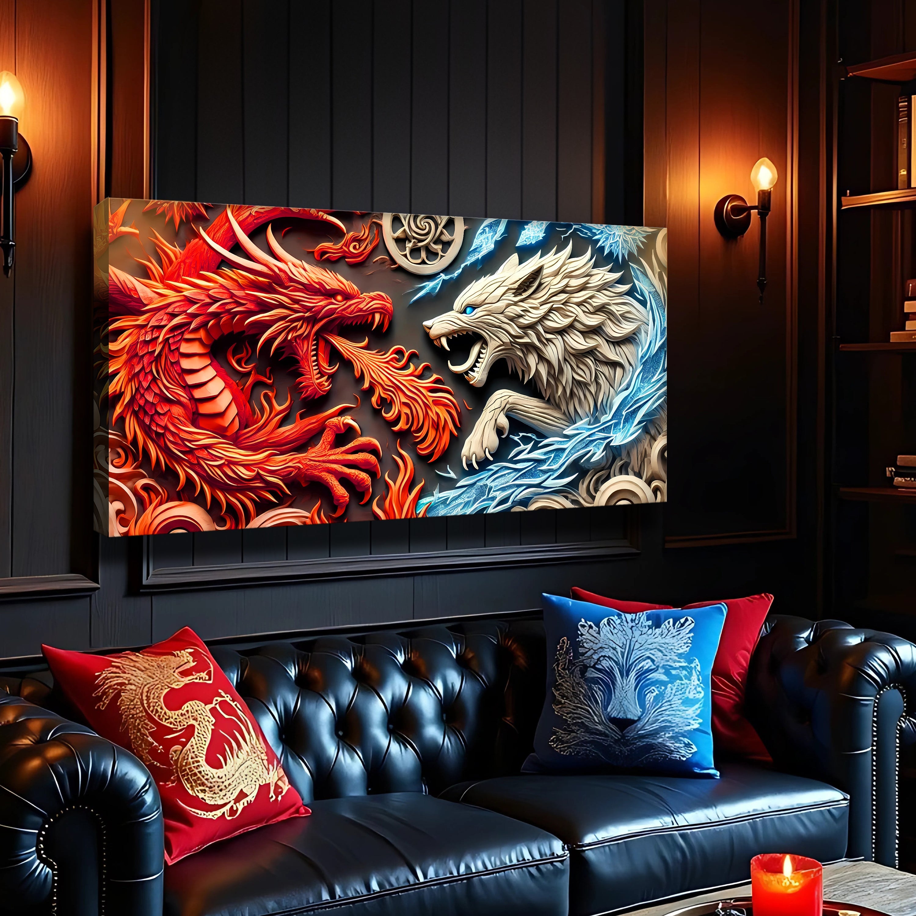 3D Dragon and Wolf Wall Art V on sale at MyriadMart