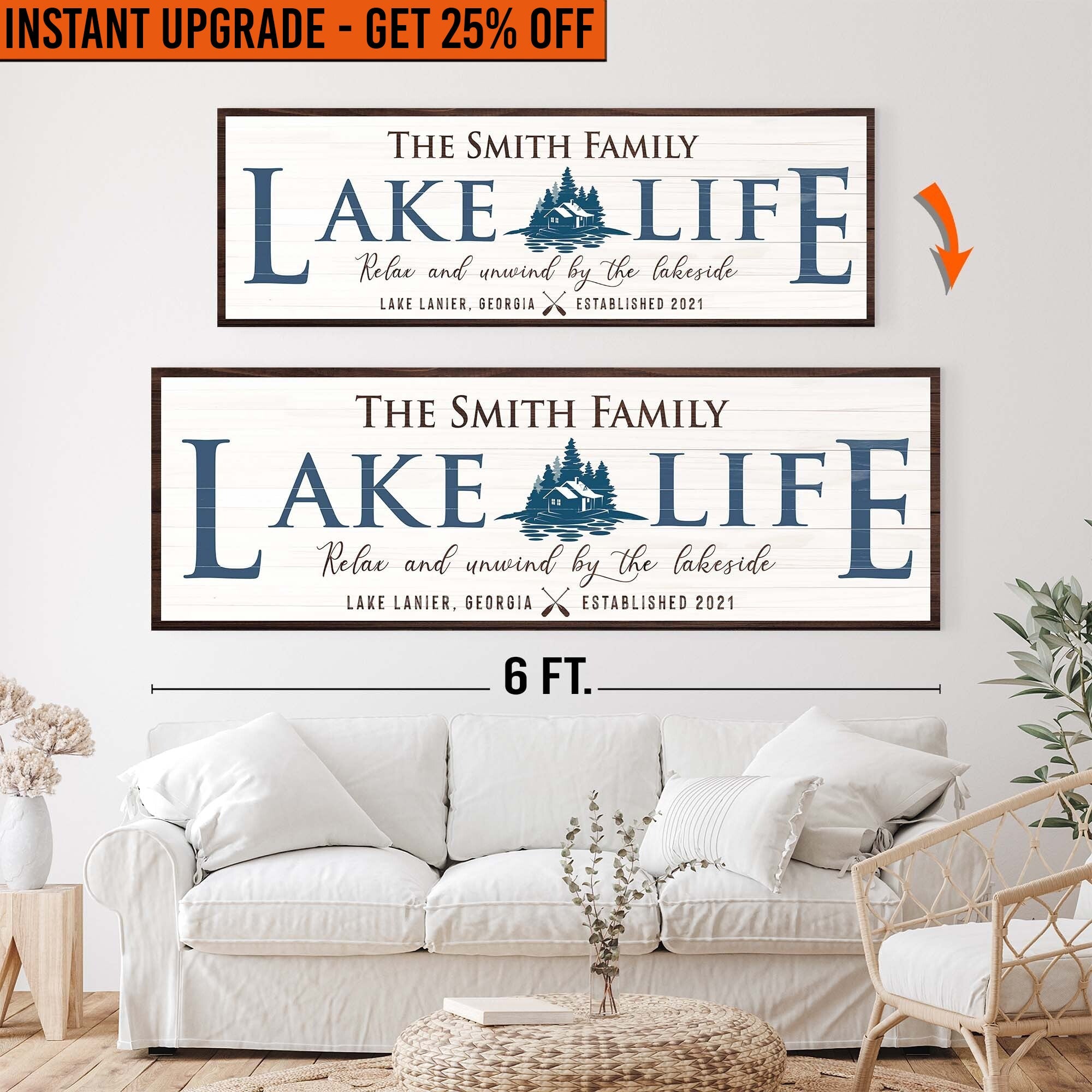 Upgrade Your 20x60 Inches 'Lake Life' Canvas To 24x72 Inches on sale at MyriadMart
