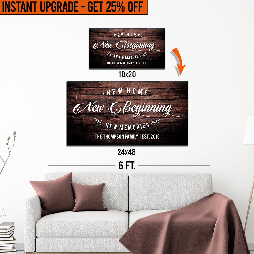 Upgrade Your 20x10 Inches 'New Home Sign' Style 1 Canvas To 48x24 Inches on sale at MyriadMart
